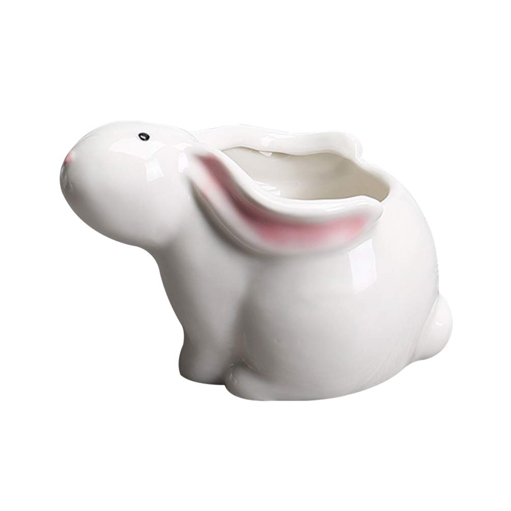 Cute Mini Succulent Pots - 1pc Porcelain Flower Planter with Animal Design, White Botanical Decor for Office Desk, Tabletop, Home & Garden - Perfect for Succulents, Candles, Small Plants & Decorative Accents