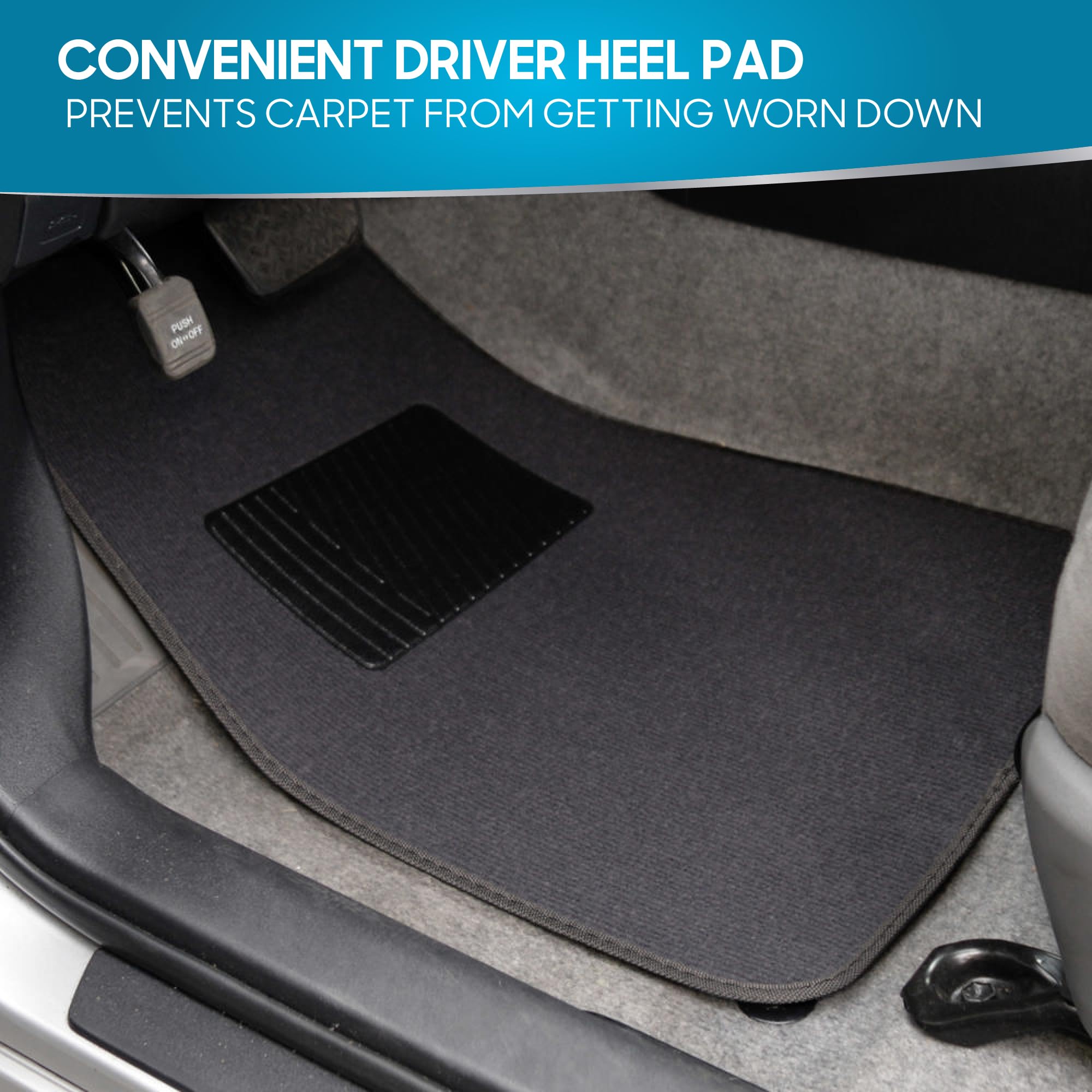 BDK MT-100-CC + Little Tree 4-Piece Universal Car Mats Set with Heel Pad & Royal Pine Scent - All-Weather Protection for Sedans, SUVs, and Trucks - Perfect for Daily Commute and Road Trips