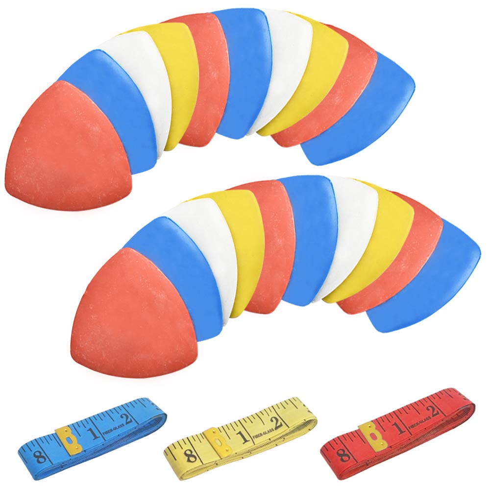20Pcs Professional Tailor Chalk & 3Pcs Soft Measuring Tape Set - Triangle Tailor Chalk & Dual-Sided 60-Inch (1.5M) Sewing Tape Measure, Assorted Colors - Perfect for Dressmaking, Alterations & DIY Sewing Projects