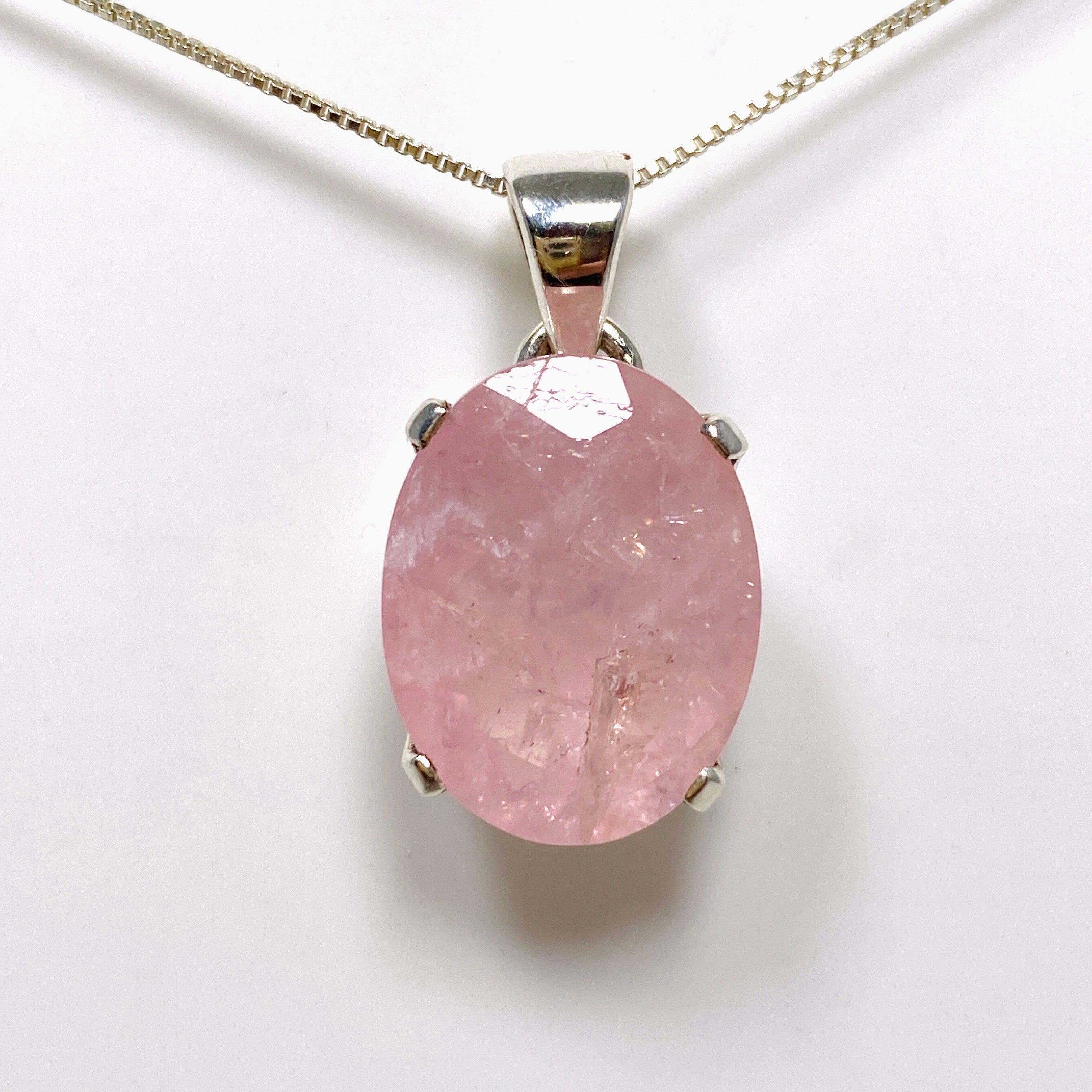 Morganite Faceted Oval Pendant Necklace PPGJ688 - Elegant Jewelry Gift for Women, Perfect for Weddings, Anniversaries & Special Occasions