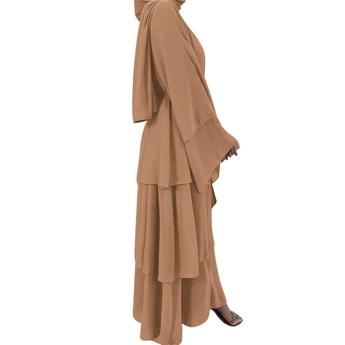 Elegant Muslim Abaya Dress for Women - Long Sleeve Islamic Dubai Abaya Cardigan Robe - Modest Middle East Prayer Dress with Hijab - Perfect for Prayer, Mosque, and Special Occasions