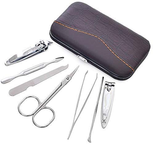 Premium Stainless Steel Manicure & Pedicure Set - Professional Nail Clippers, Scissors & Grooming Kit with Leather Case for Home, Salon & Travel Use