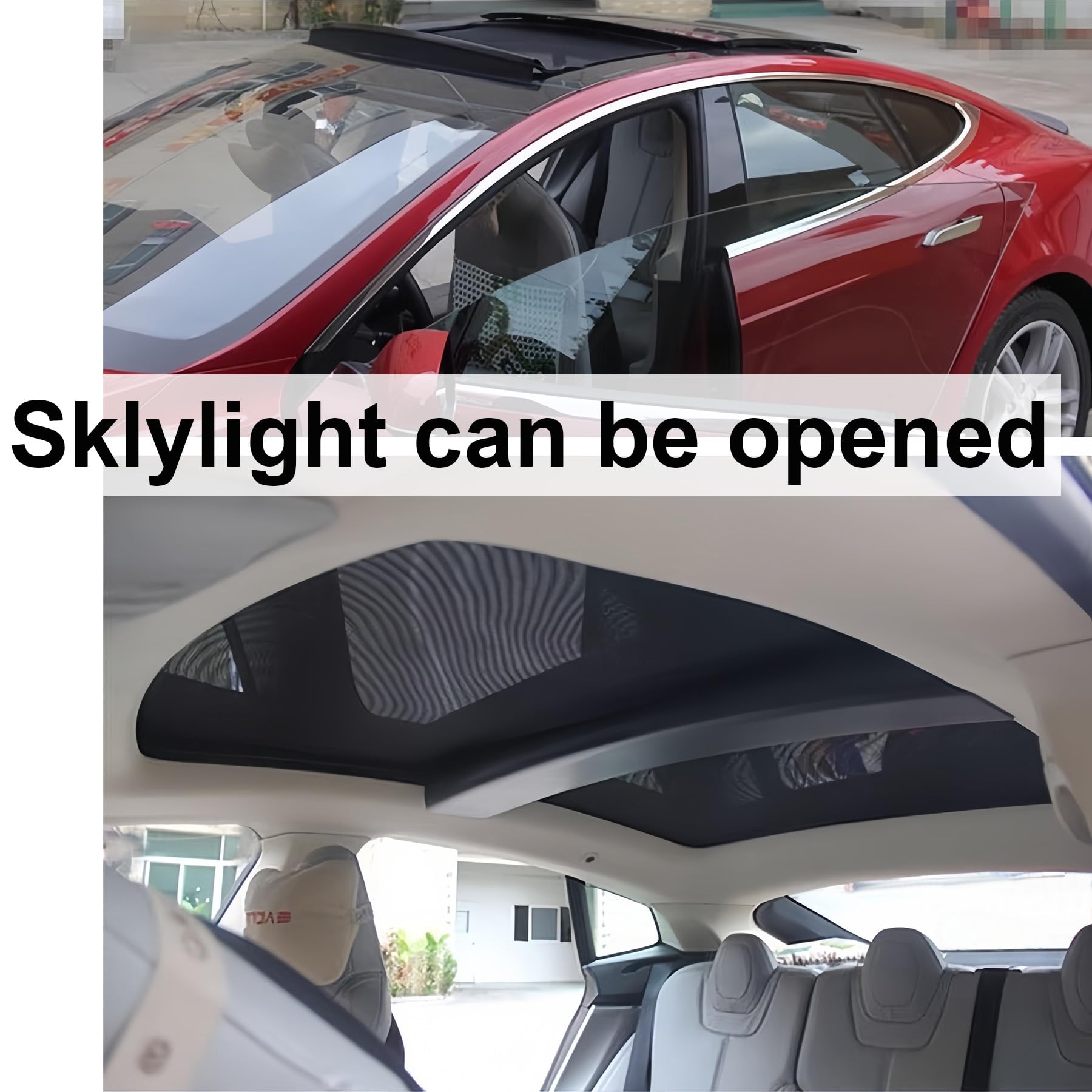 Tesla Model S Sunroof Sunshade - Foldable UV Protection Glass Roof Cover for 2016-2021 Models | Perfect for Summer Driving & Parking