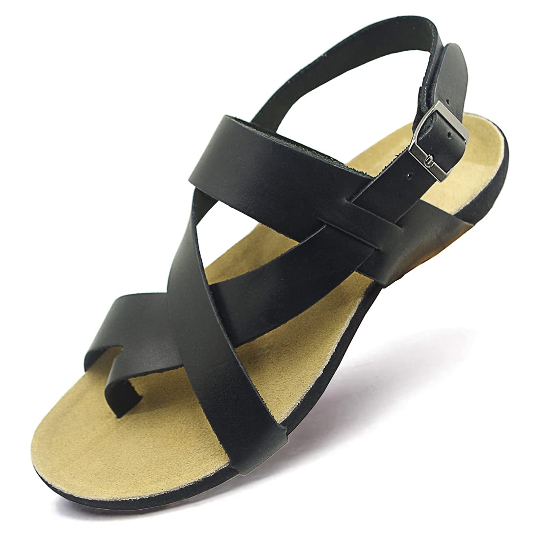 **Men's Genuine Leather Sandals - Adjustable Strap Outdoor Sandals for Walking, Travel & Beach - GM202**