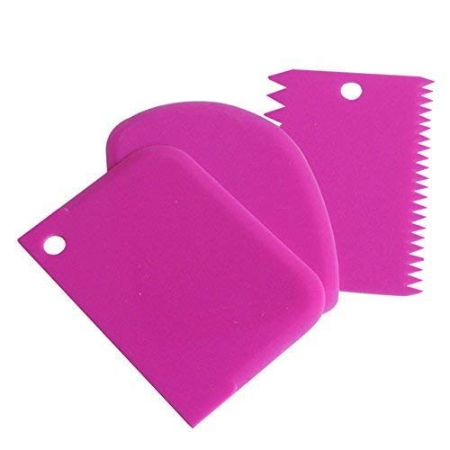 VDHJA 3-Piece Plastic Dough Scraper Set - Cake Cutter, Pastry Chopper & Fondant Smoother for Baking, Icing & Cake Decorating (Multi Color) | Essential Baking Tools for Home Bakers & Professional Chefs