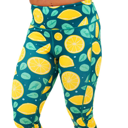 High Waist Sour Power Leggings for Women - Soft Yoga Pants with Pockets, Tummy Control & 4-Way Stretch - Perfect for Workout, Running, Gym & Lounge Wear