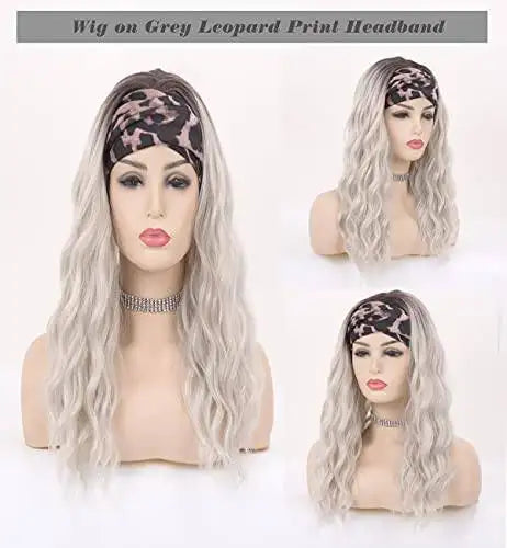 20 Inch Synthetic Wavy Headband Wig for Women - Natural Looking Heat Resistant Hairpiece for Daily Wear, Cosplay & Costume Parties