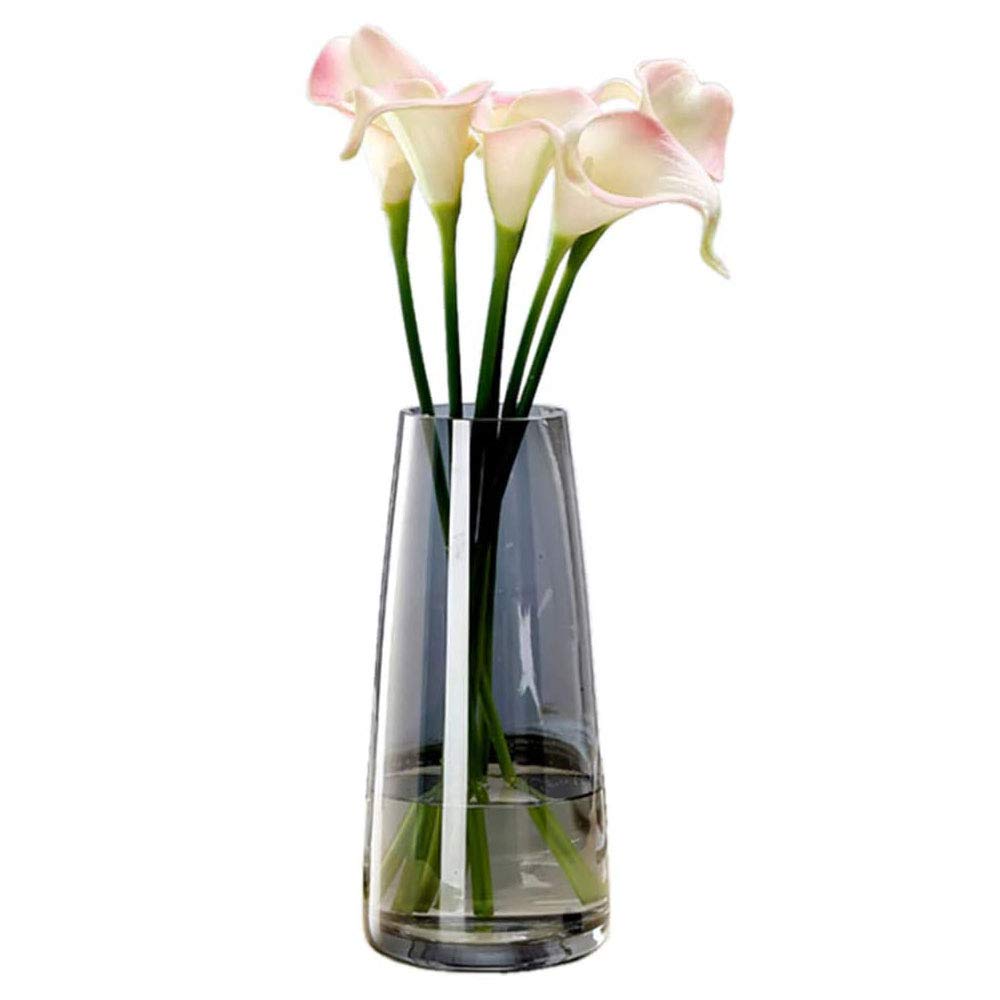 Tall Clear Glass Vase - Elegant Amber & Gray Flower Vase for Home & Office Decor - Perfect Floral Planter for Centerpieces, Wedding Decor & Modern Interior Design