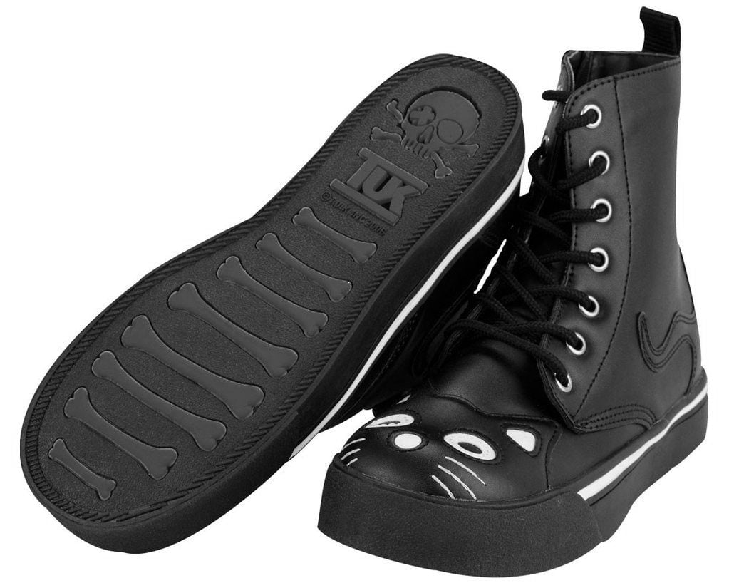 Black Kitty Sneaker Boots - Stylish Women's Chunky Platform Shoes for Casual Wear & Street Fashion | Comfortable & Trendy Sneaker Boots for Everyday Outfits