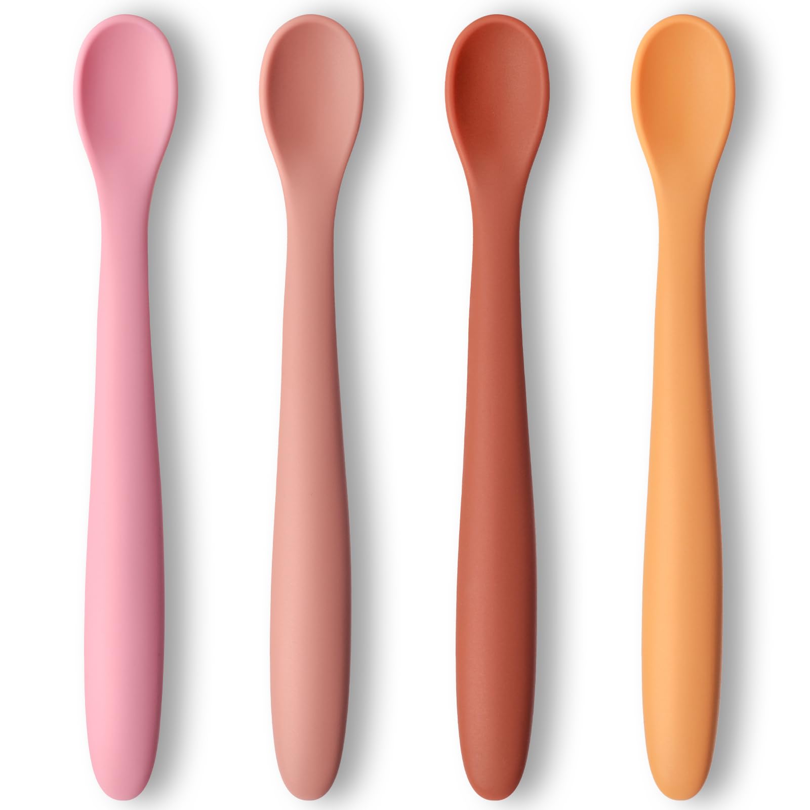 HANSGO 4PCS Silicone Baby Feeding Spoons - Soft Training Utensils for Infants & Toddlers | BPA-Free, First Stage Feeding | Perfect for Baby Girls, Boys & Parents | Ideal for Home, Travel & Daycare Use