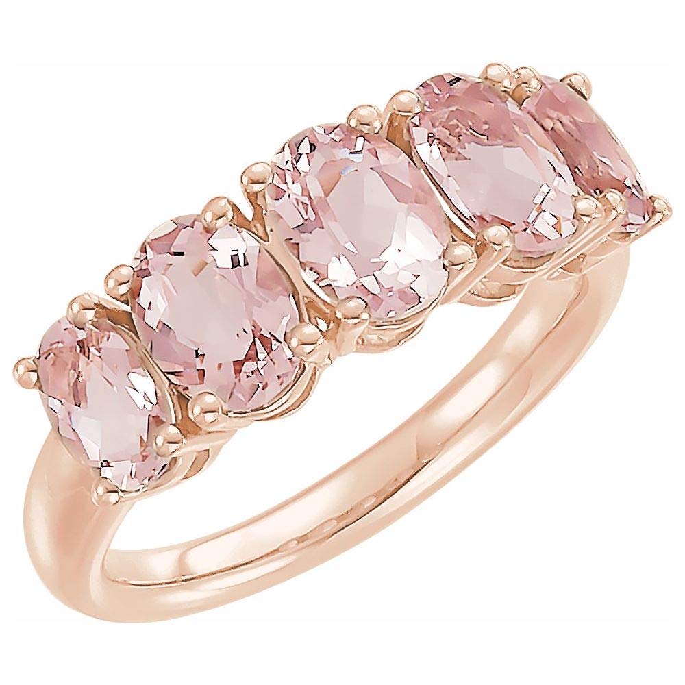 14K Rose Gold Morganite Ring Band for Women - 7mm Width, Elegant & Durable Jewelry for Engagement, Wedding, Anniversary & Everyday Wear