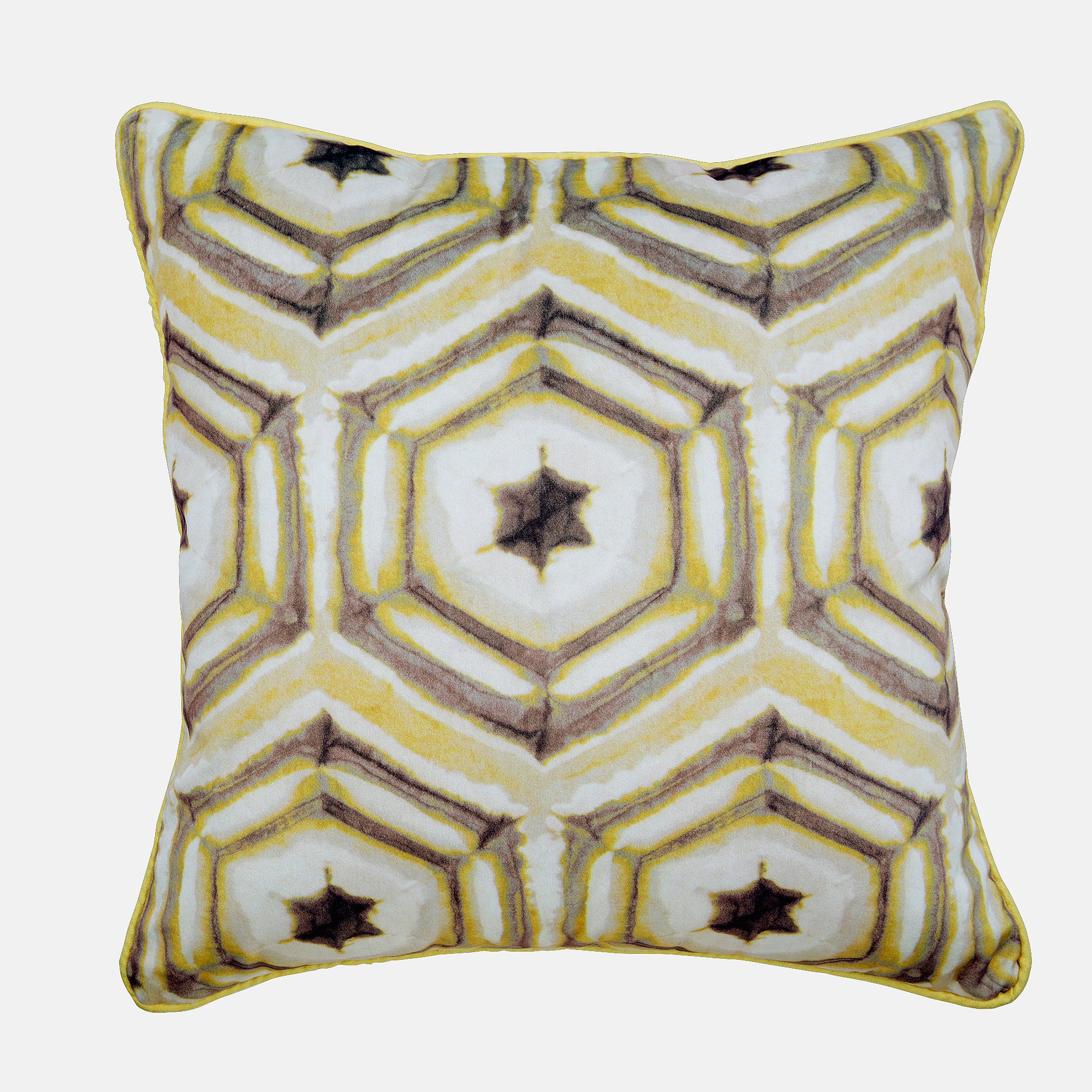 Batik Yellow Velvet Throw Pillow Cover - Soft Decorative Cushion Cover for Sofa, Bed, Living Room & Home Decor
