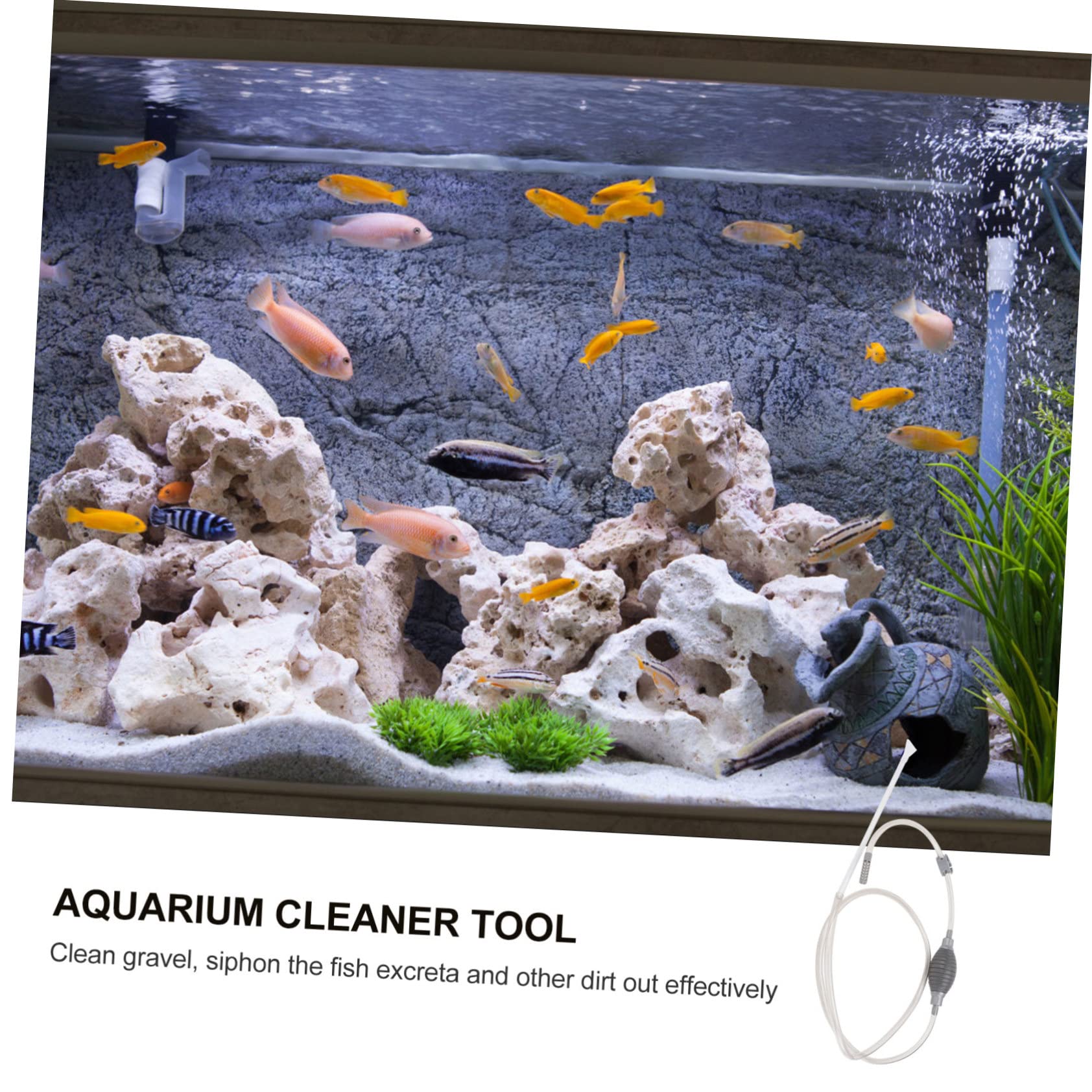 Balacoo Aquarium Gravel Cleaner and Water Changer - Turtle Tank Vacuum Cleaner with Plastic Hose for Fish Tank Maintenance | Ideal for Water Changing, Debris Removal & Aquarium Cleaning (Grey)