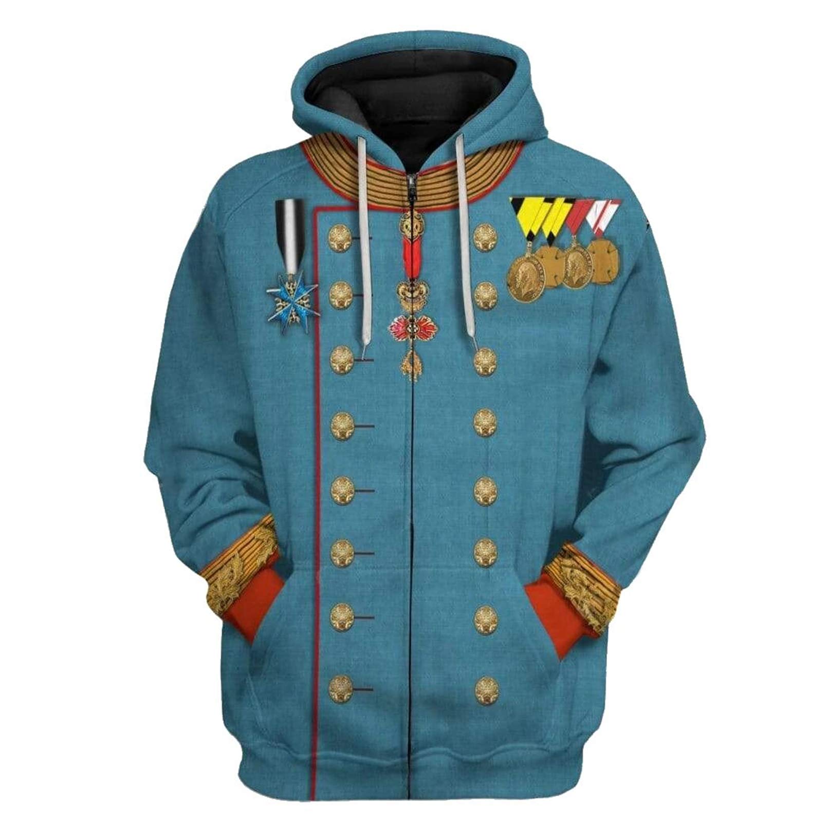 George Washington 3D Printed Zipper Hoodie for Men | Historical Figure Cosplay Sweatshirt | Casual Wear & Costume Party Outfit