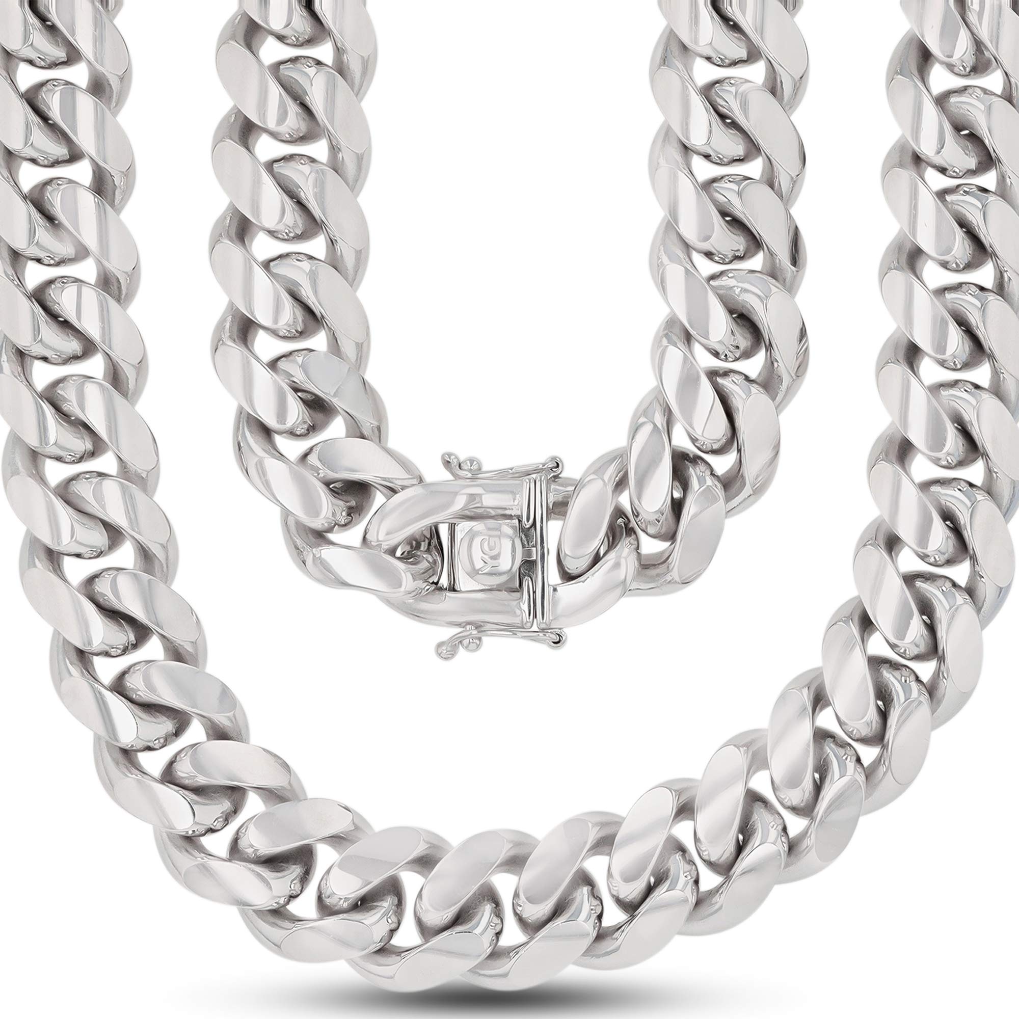 14K Gold or Rhodium Plated Solid 925 Sterling Silver Miami Cuban Chain Necklace for Men | 1mm-13mm Thickness Options | Italian Style Hip Hop Jewelry Gift for Boyfriend, Husband, Dad | Perfect for Parties, Weddings, Date Nights & Everyday Wear