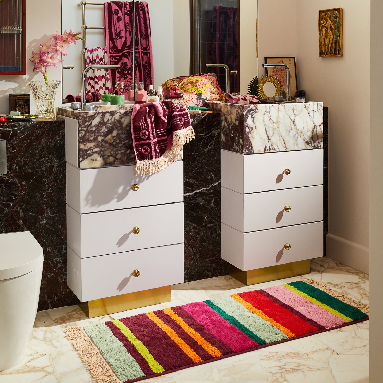Corinne Non-Slip Bath Runner Rug - Soft Absorbent Microfiber Bath Mat for Bathroom Floor - Perfect for Showers, Bathtubs & Vanity Areas