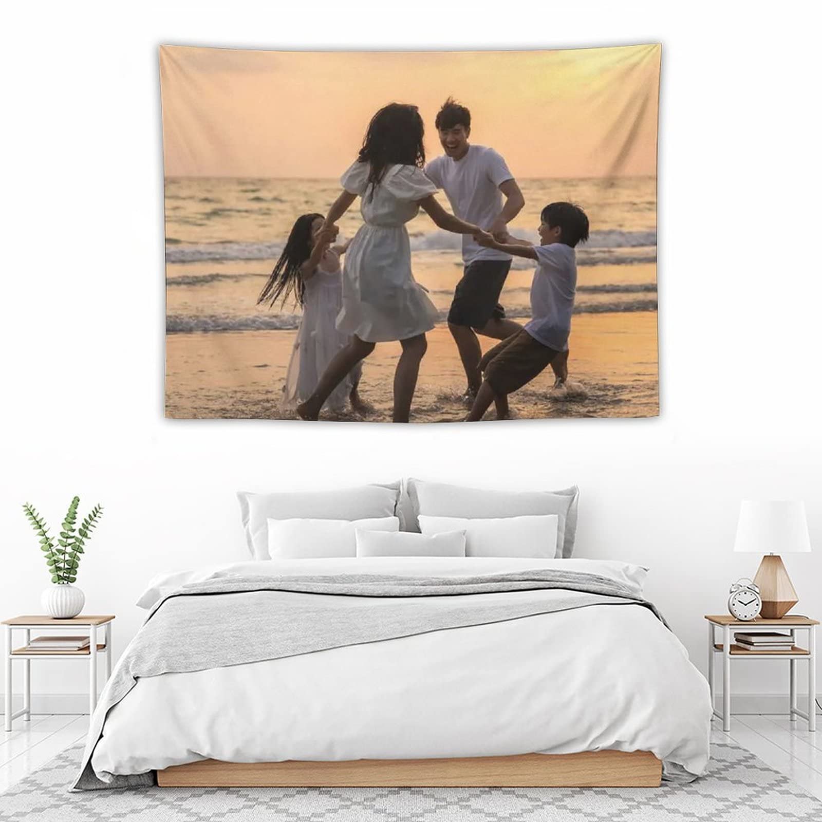 Custom Personalized Picture Logo Text Tapestry Wall Hanging - 60x90 Inch Home Decor Backdrop for Wedding, Family, Memorial Gift | Ready to Hang Art for Bedroom, Living Room & Party Decorations