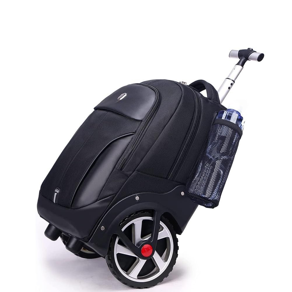 Waterproof Rolling Backpack with Wheels - 20 Inch Carry On Laptop Backpack for Business Travel & Commuting - Durable Black Backpack for Men & Women - Perfect for Airplane, Office & School Use