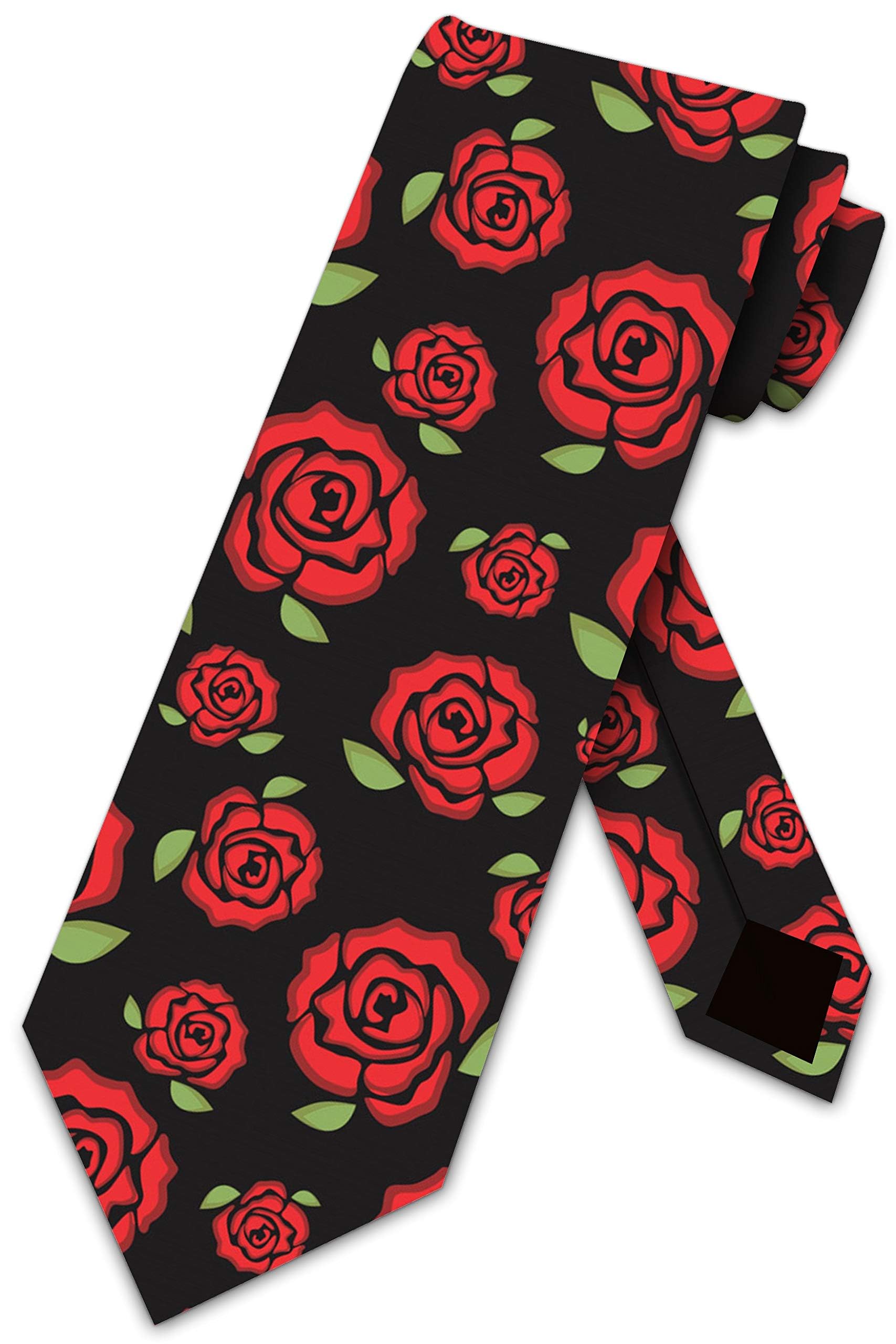 Valentine's Day Rose Necktie for Men - Elegant Silk Tie with Rose Pattern - Perfect for Valentine's Gifts, Weddings, and Formal Occasions