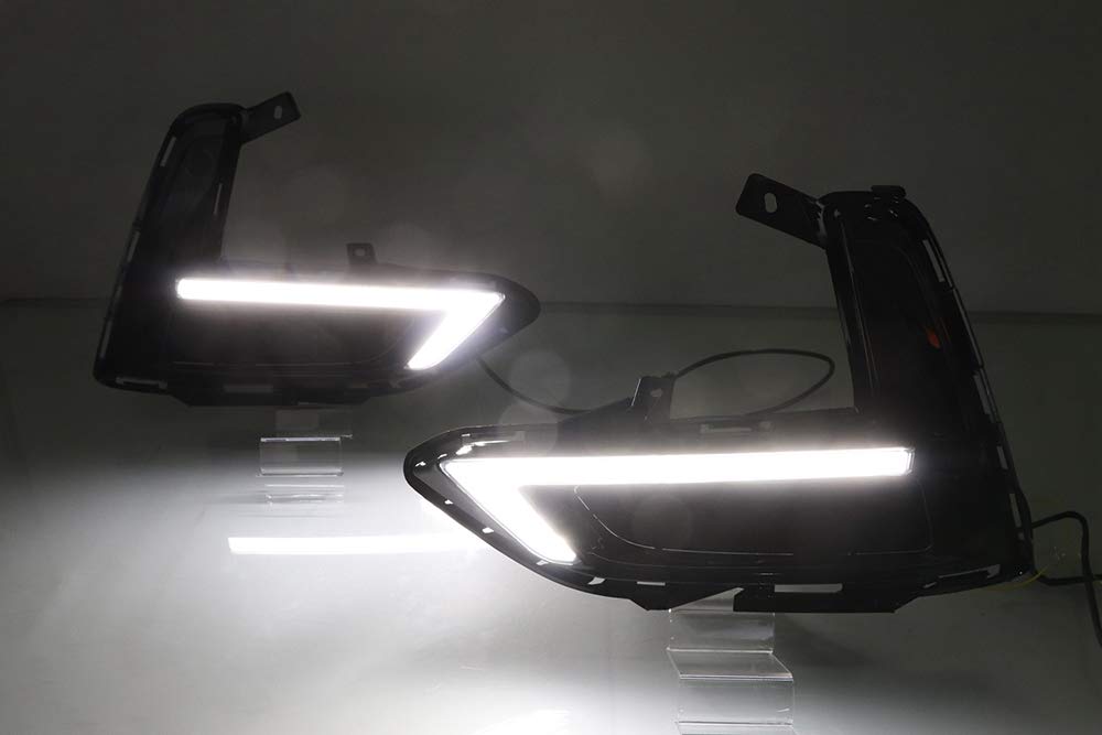 3 Color LED DRL Fog Lights for Nissan Sentra/Sylphy 2019-2022 - Dynamic Sequential Turn Signal, Daytime Running Lights - Upgrade Front Bumper Bezel for Enhanced Visibility & Safety