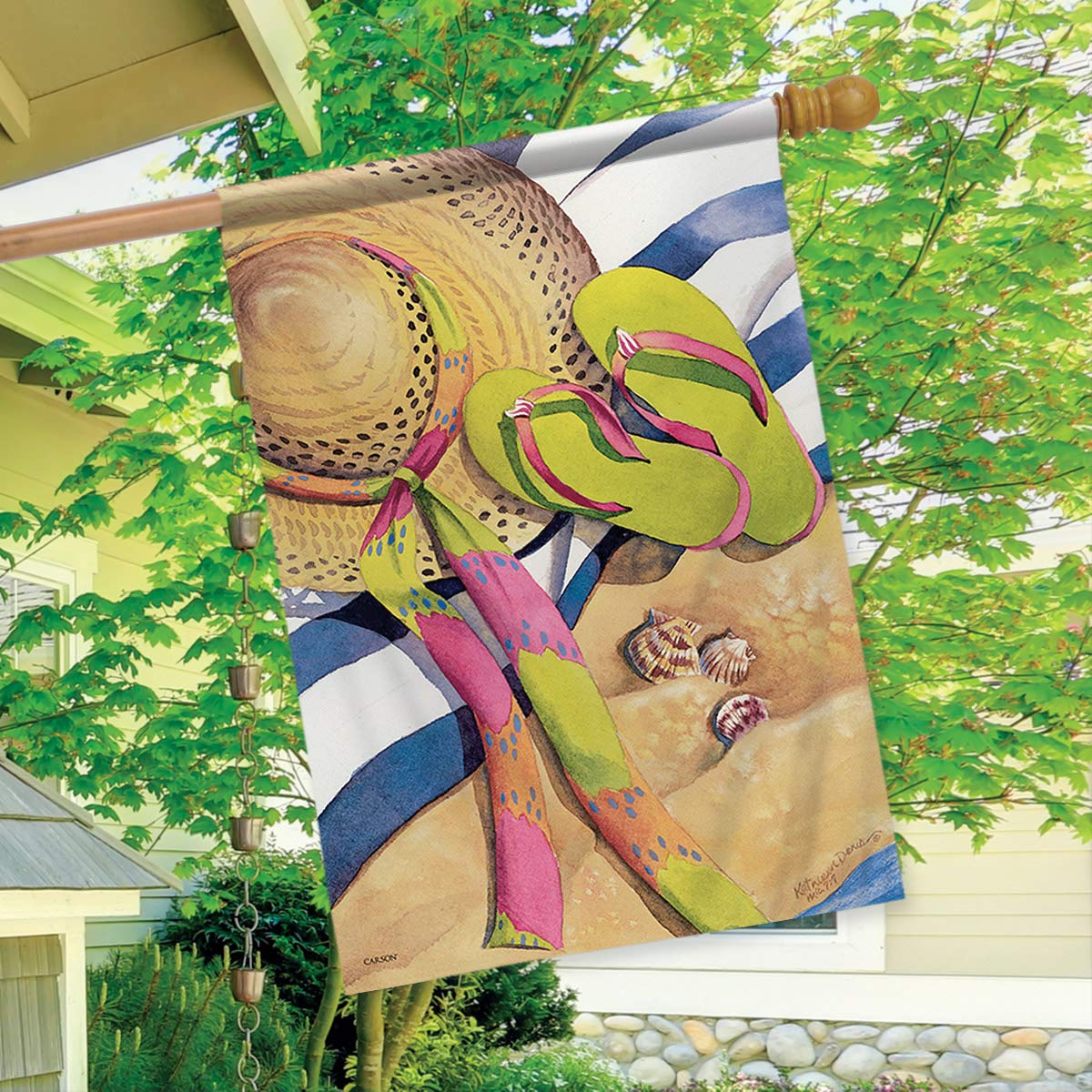 Premium Carson Home Accents Outdoor Flag & Extra Large Beach Blanket - Perfect for Backyard Decor, Patio Parties & Seaside Picnics