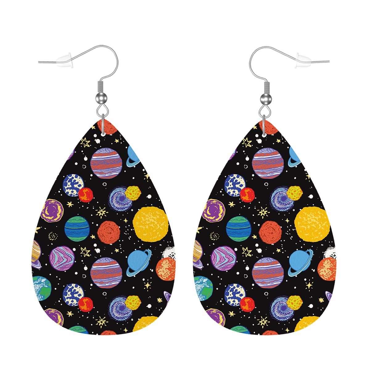 Zokola Planet Space Faux Leather Earrings for Women - Stylish Galaxy Star Universe Dangle Earrings | Perfect for Cosplay, Rave Parties & Unique Gift Giving