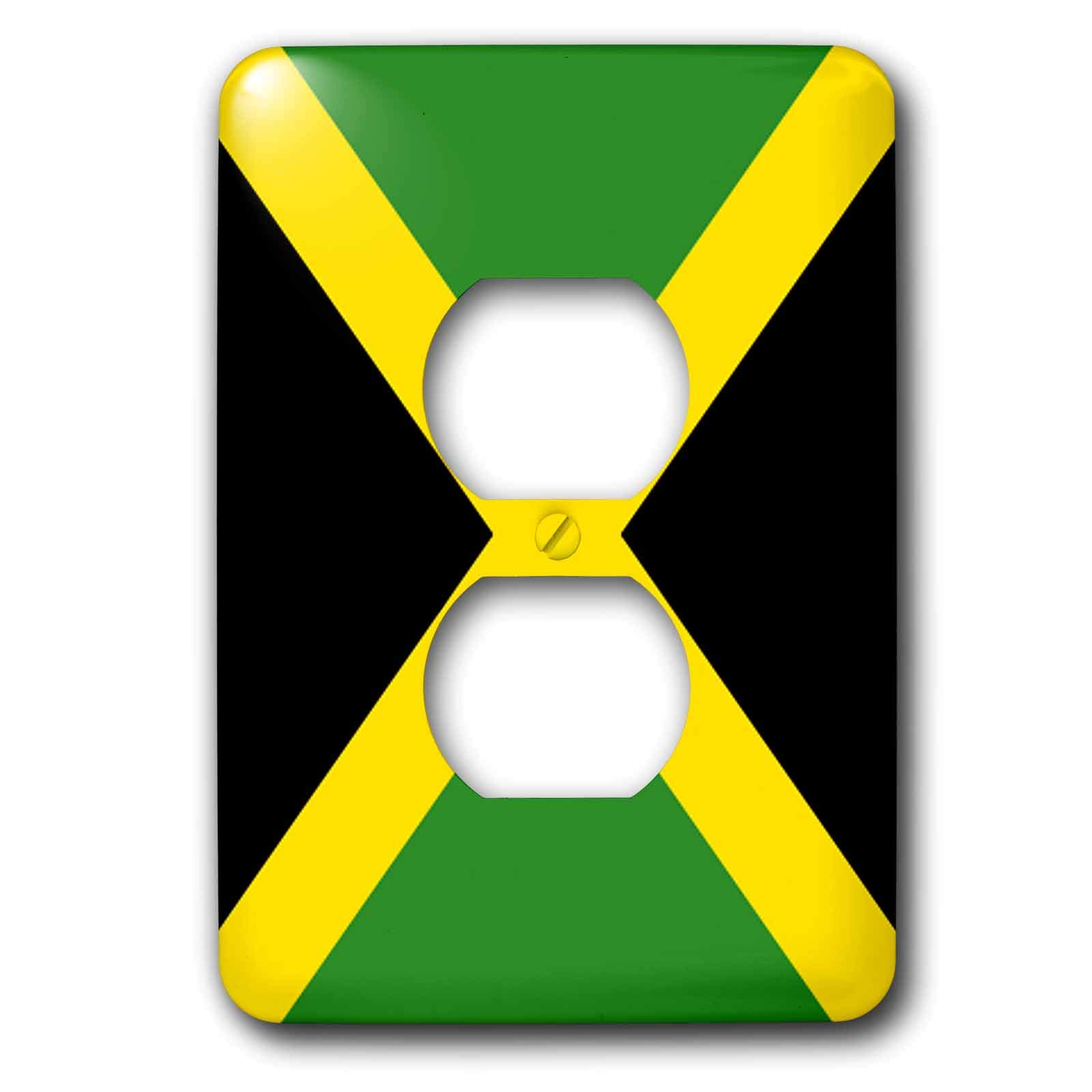 3D Rose Jamaican Flag 2 Plug Outlet Cover - Decorative Electrical Outlet Cover for Home & Office - Perfect for Caribbean Decor, Travel Gifts & Safety Protection