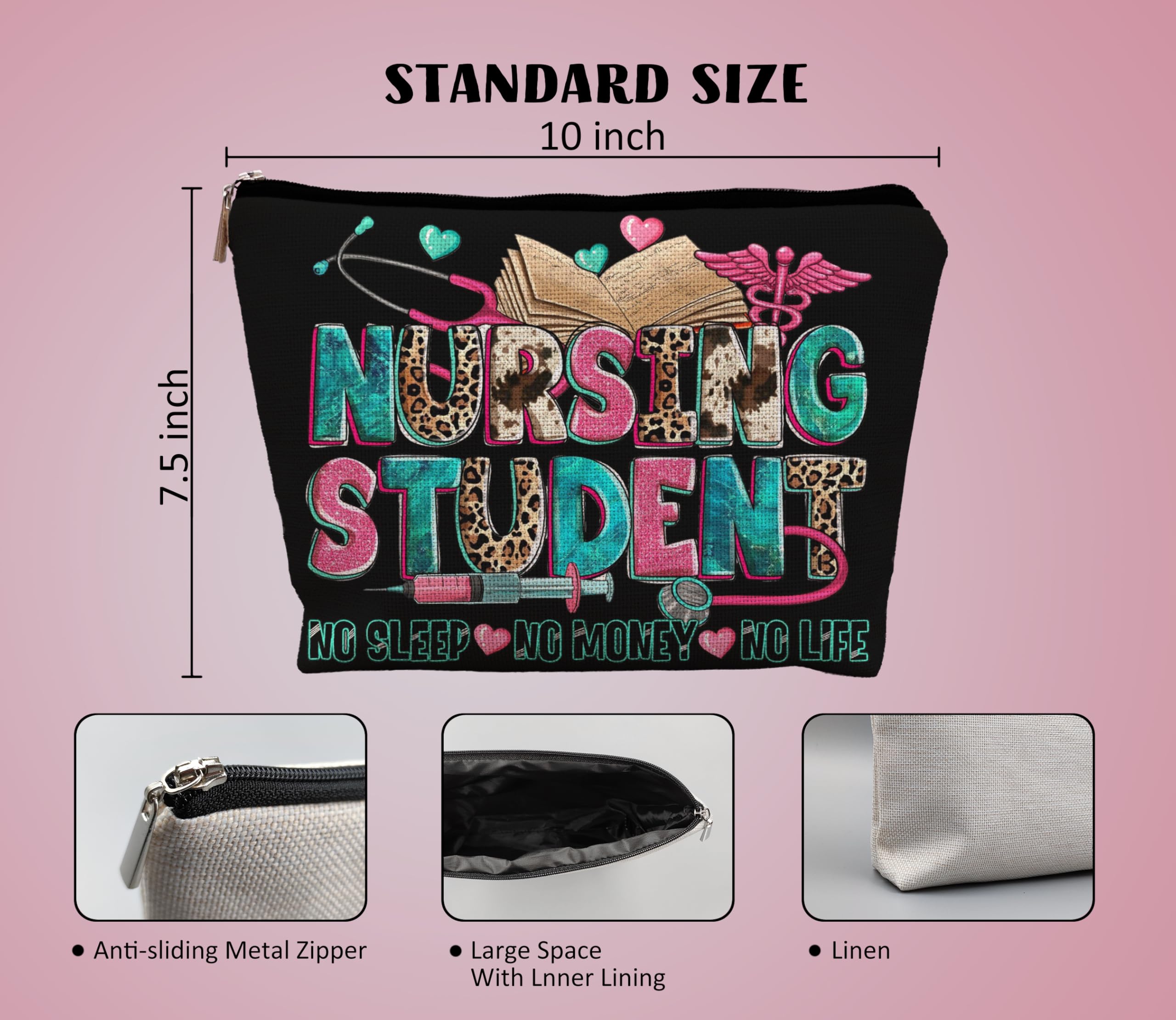 Nursing Student Makeup Bag - Perfect Gift for Nursing Students & Future Nurses | Nurse Appreciation & Graduation Gifts | Waterproof Cosmetic Pouch for Clinicals & Daily Use
