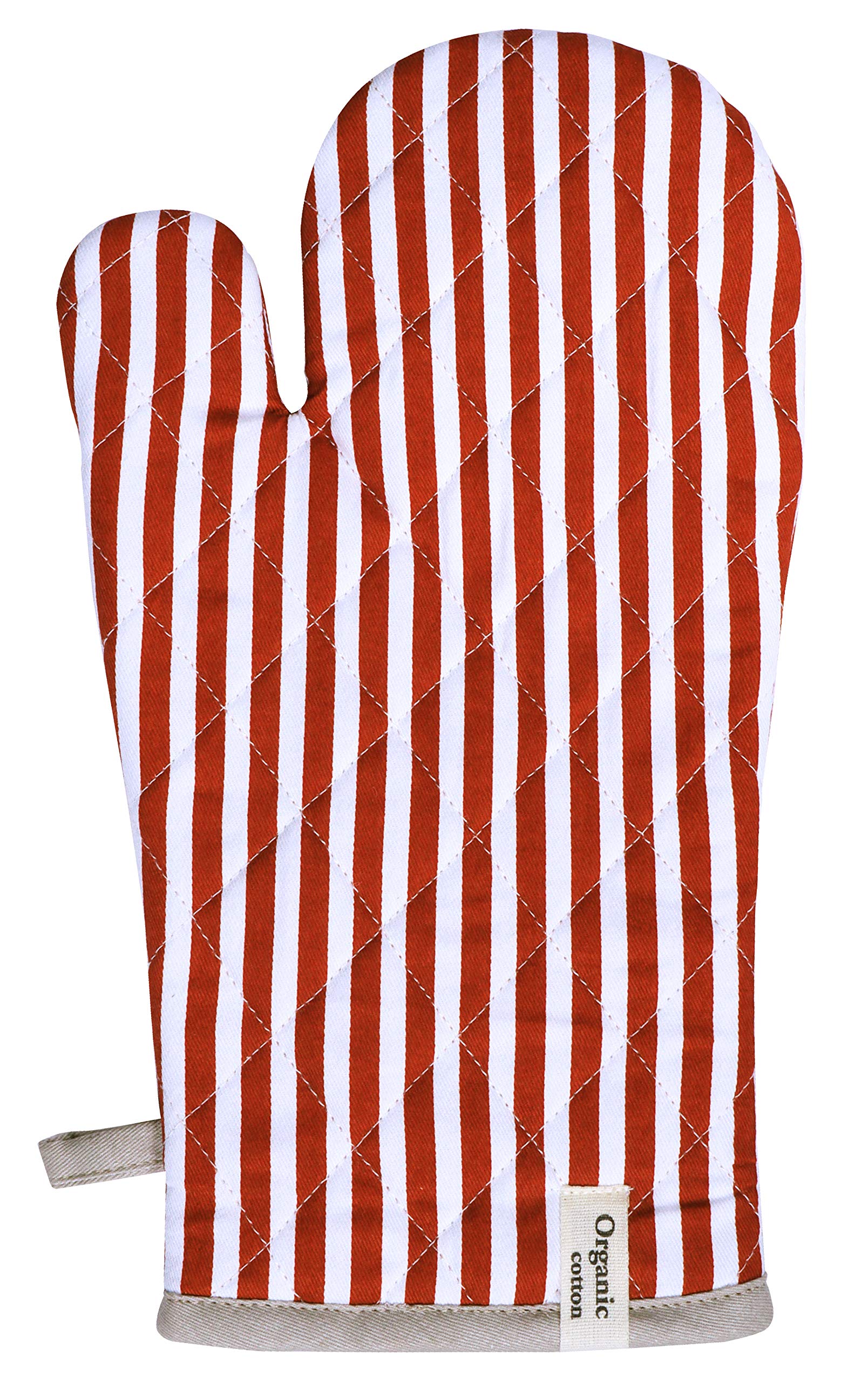 AMOUR INFINI Striped Heat Resistant Oven Mitt & Pot Holder Set - Non-Slip, Reusable Kitchen Gloves for Cooking, Baking & Grilling (Rust Color) - Perfect for Holiday Meals & BBQ Parties