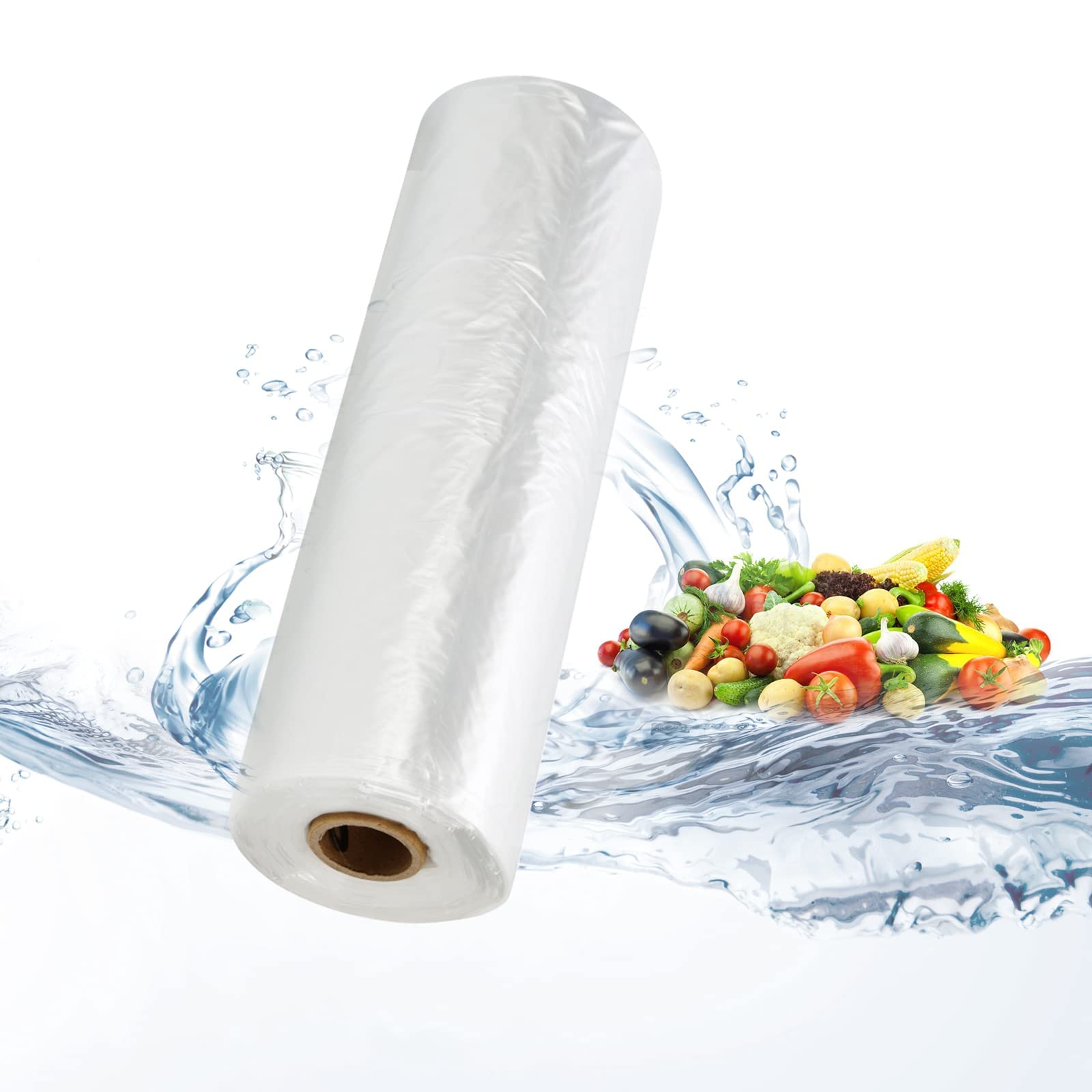 16x20 Clear Plastic Produce Bags on Roll - 350 Count Food Storage Bags for Vegetables, Fruits, Bread & Groceries | Reusable Pet Waste Bags | Perfect for Supermarkets, Farmers Markets & Home Kitchen Organization