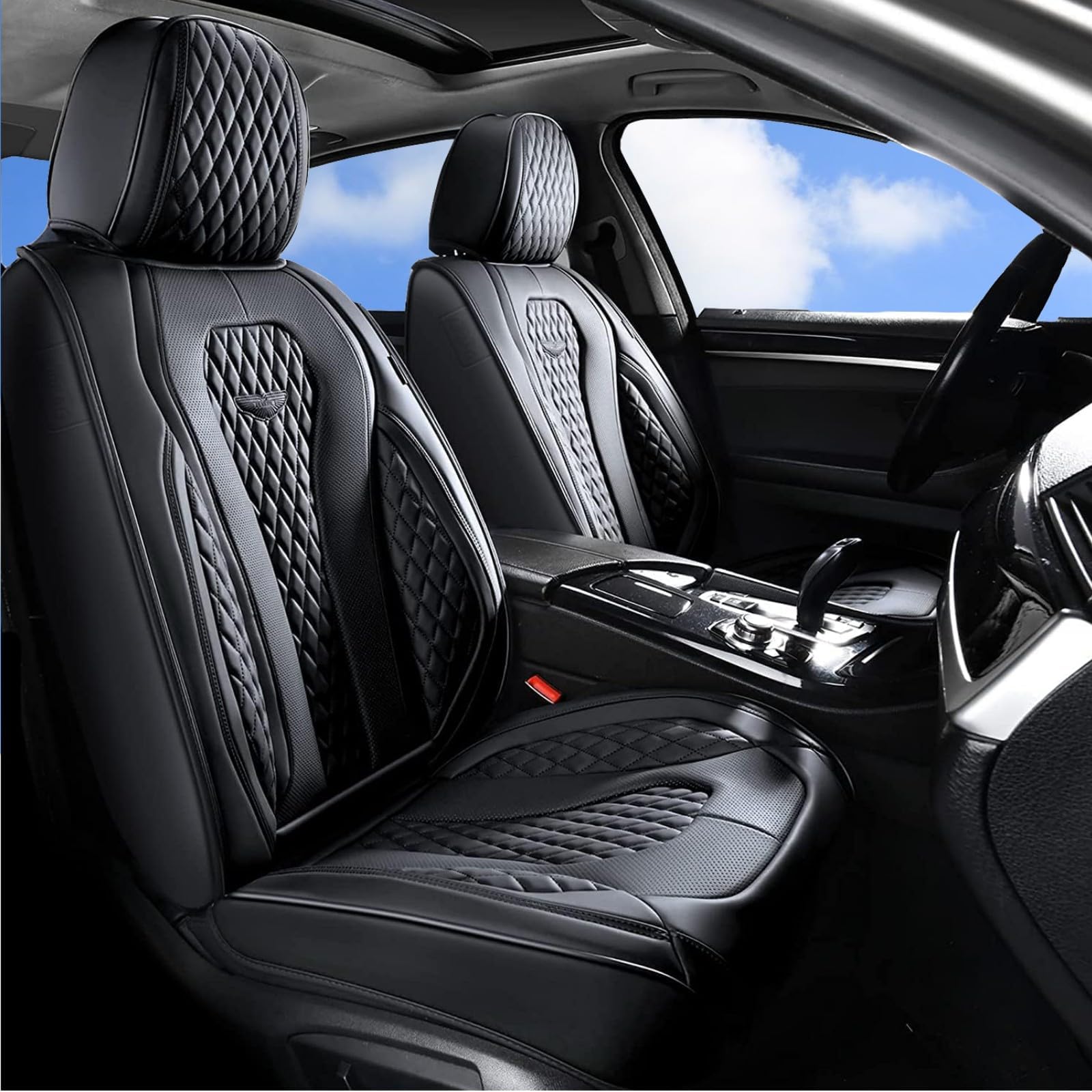 Premium Waterproof Leather Car Seat Covers Full Set - Universal Fit for Most Vehicles (Front & Back Seats) | Black Auto Seat Protectors for SUVs, Trucks & Sedans | Durable Seat Cushion for Daily Commute, Road Trips & Pet Protection