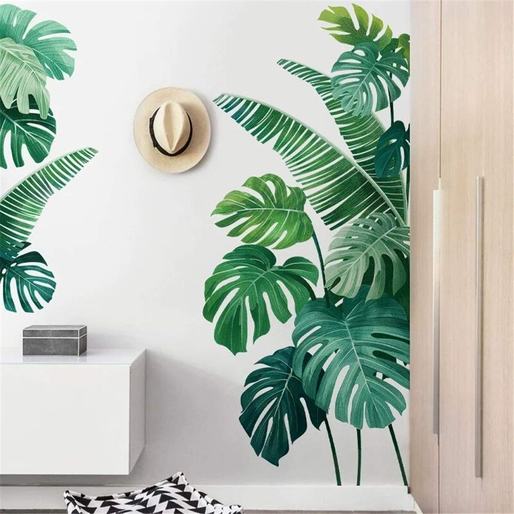 DERUN TRADING Removable Palm Tree Wall Decals - Large Green Leaf Wall Stickers, Evergreen Peel & Stick Wallpaper for Home Decor - Perfect for Living Room, Bedroom, Nursery & Office Wall Art