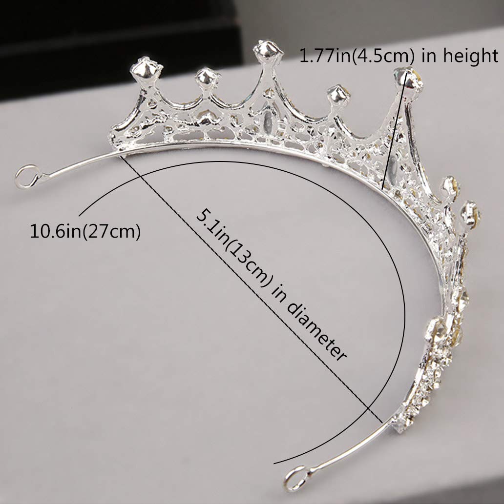 Vintage Baroque Rhinestone Crown Tiara with Crystal Opal - Silver Queen Headpiece for Women & Girls | Wedding, Prom, Birthday Party, Pageant, Cosplay (1pc)