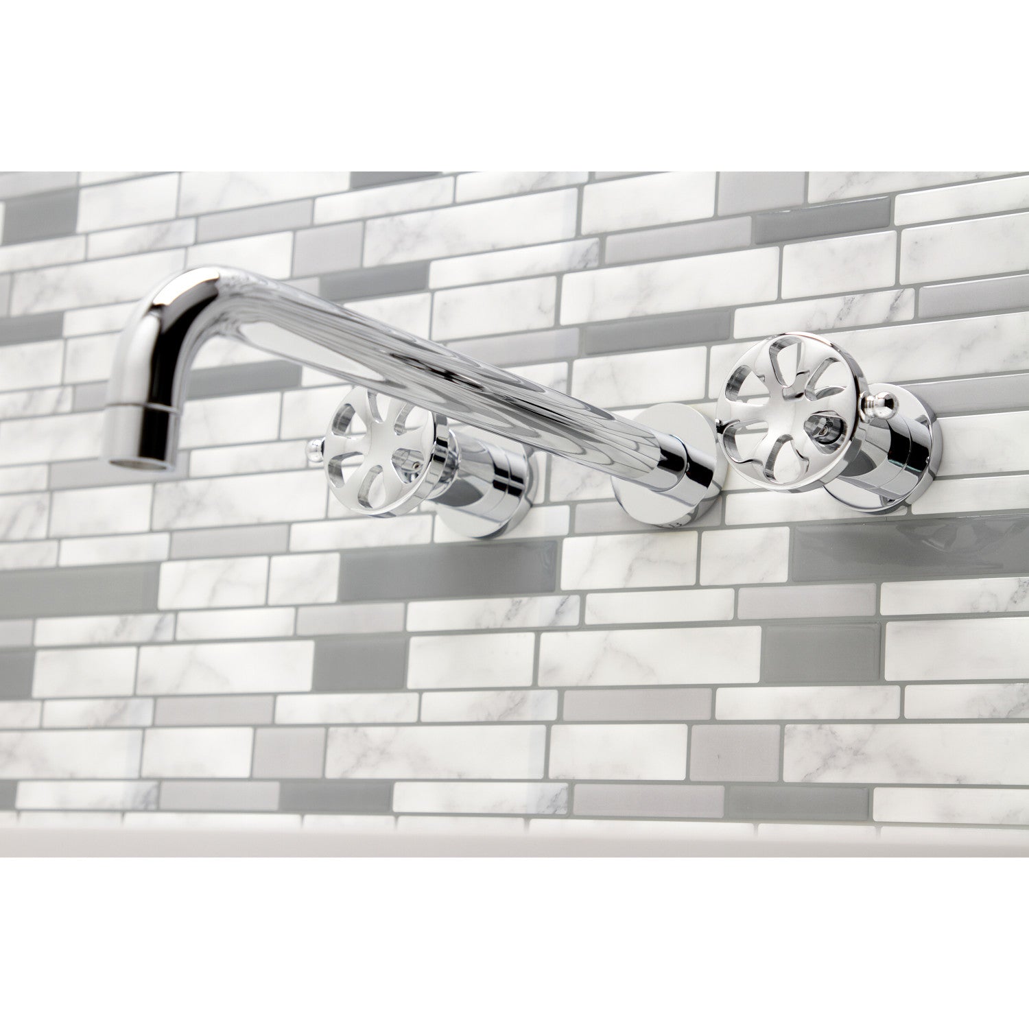 Belknap KS8041RX Polished Chrome 2-Handle 3-Hole Wall Mount Roman Tub Faucet - Perfect for Bathroom Renovation & Luxury Spa Experience