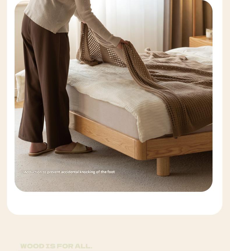 Premium Oak Solid Wood Lamb Fleece Soft Suspension Cream Bed - Cozy & Supportive Sleeping Solution for Modern Bedrooms, Guest Rooms & Nursery Decor