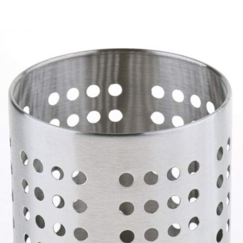 Premium Stainless Steel Cutlery Holder with Dotted Design - Multipurpose Organizer for Utensils, Pens & Brushes - 4.3 Inch Silver Kitchen & Office Accessory - Perfect for Countertop, Desk & Bathroom Storage