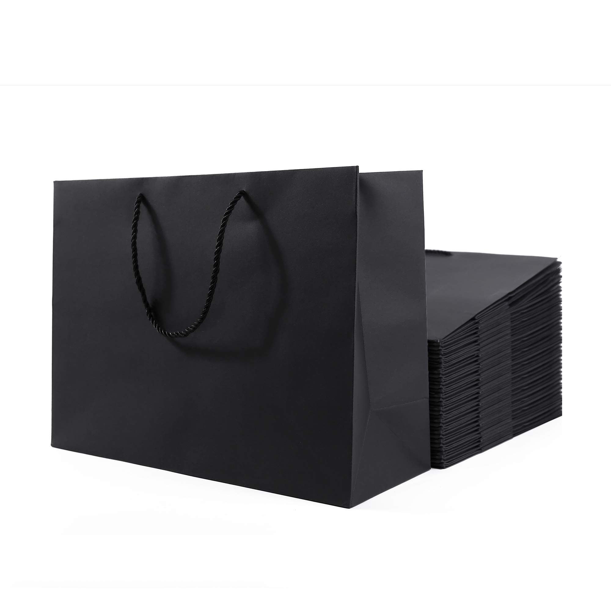 20 Pack Large Black Gift Bags 14x5x10 Inch - Premium Wedding & Men's Gift Bags for Birthdays, Parties, Bridal Showers & Special Occasions