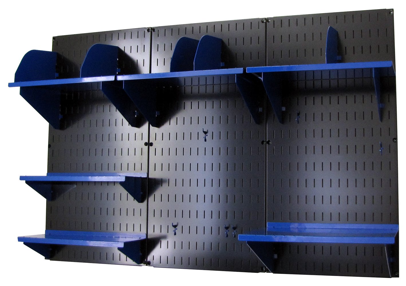 Wall Control Office Wall Mount Desk Storage and Organization Kit - Black/Blue - Space Saving Solution for Home Office, Garage & Workshop Organization