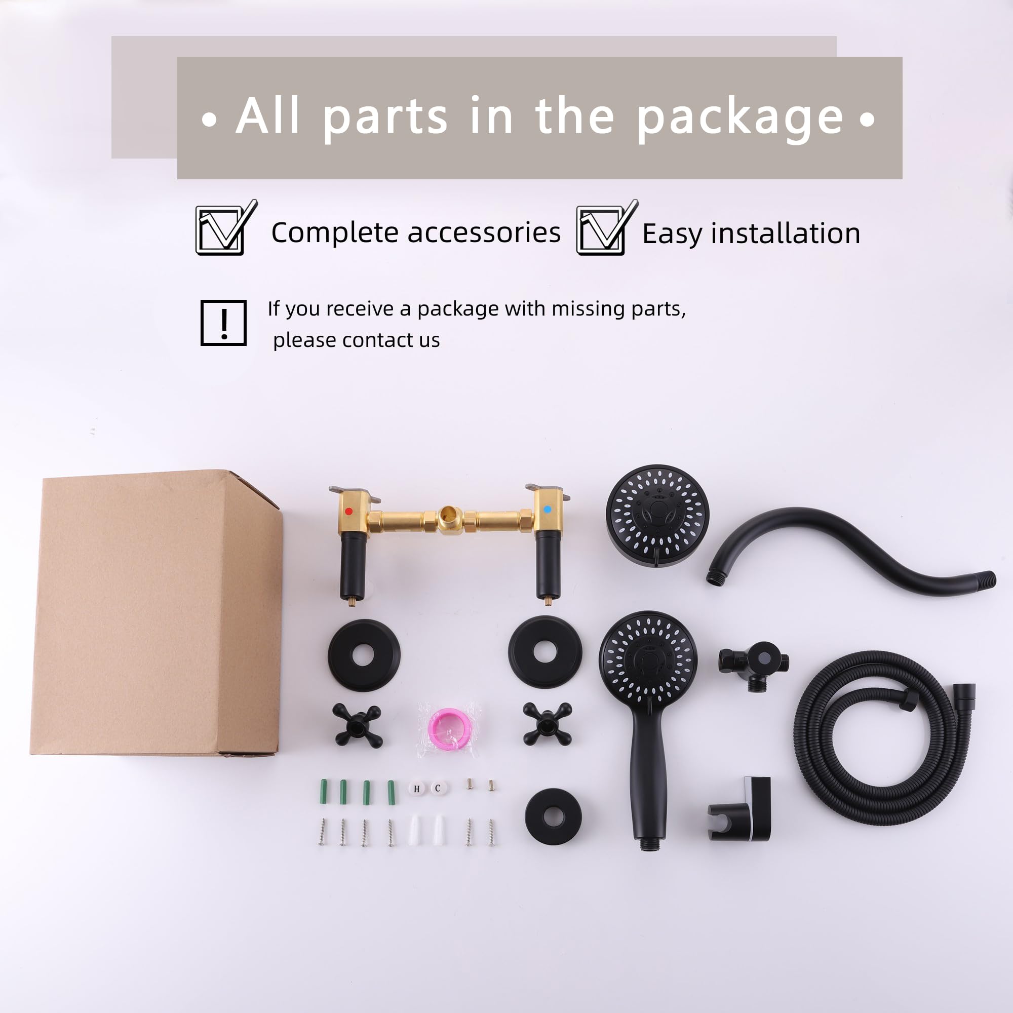 2 Handle Shower Faucet Set - Matte Black 5 Mode Shower System with Rough-in Valve, Complete Bathroom Shower Trim Kit for Modern Home Renovation - Perfect for Master Bathroom, Guest Bath & Spa-Like Shower Experience