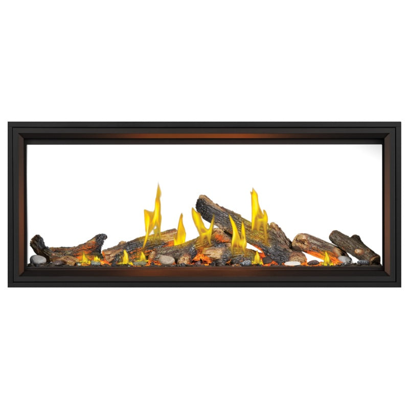Napoleon 62-Inch Tall Vector Linear Gas Fireplace with Luminous Logs - Direct Vent, See-Through Design for Living Rooms & Bedrooms
