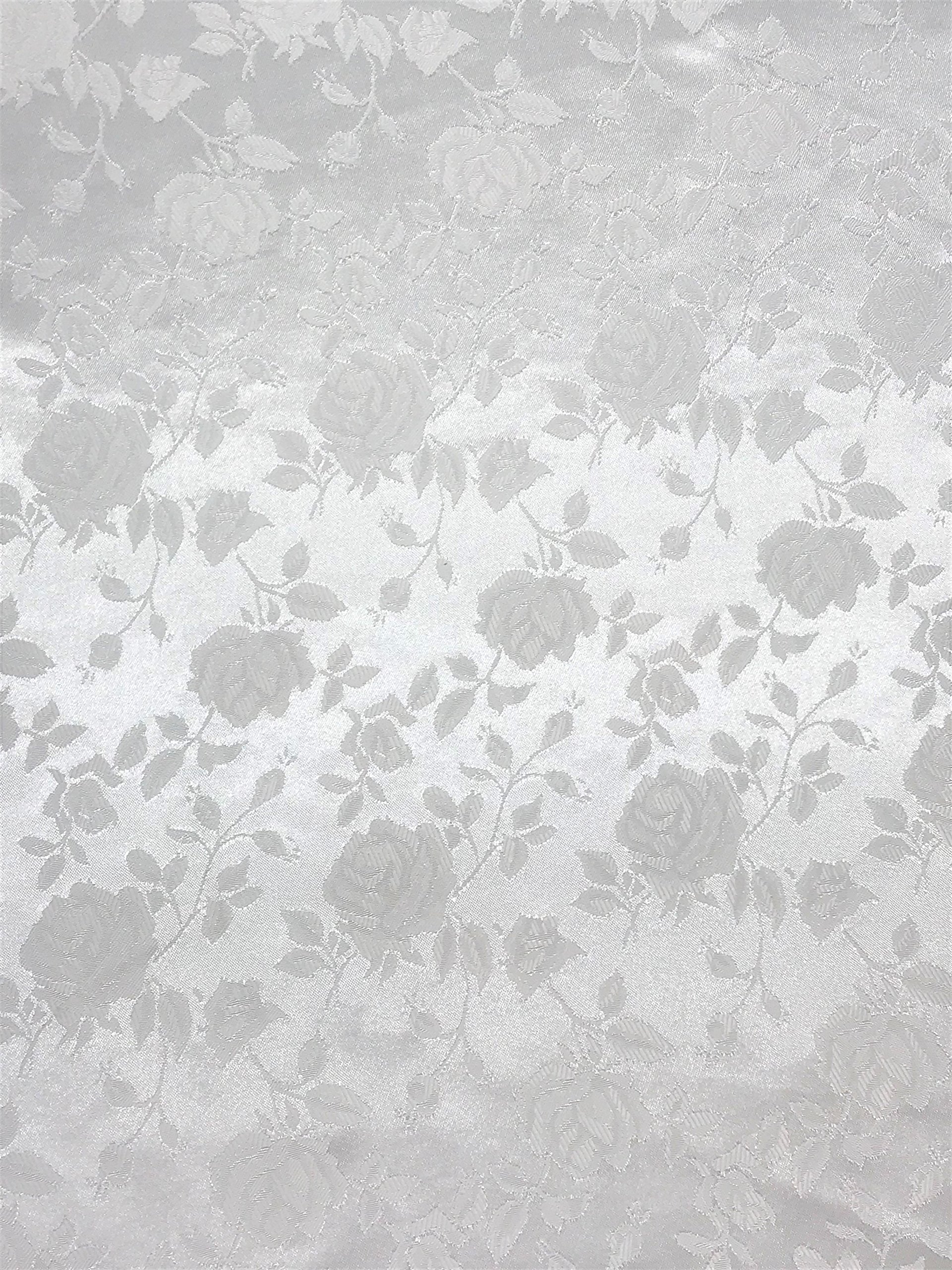 White Satin Rose Brocade Jacquard Fabric by The Yard - Perfect for Wedding Dresses, Home Decor & DIY Crafts
