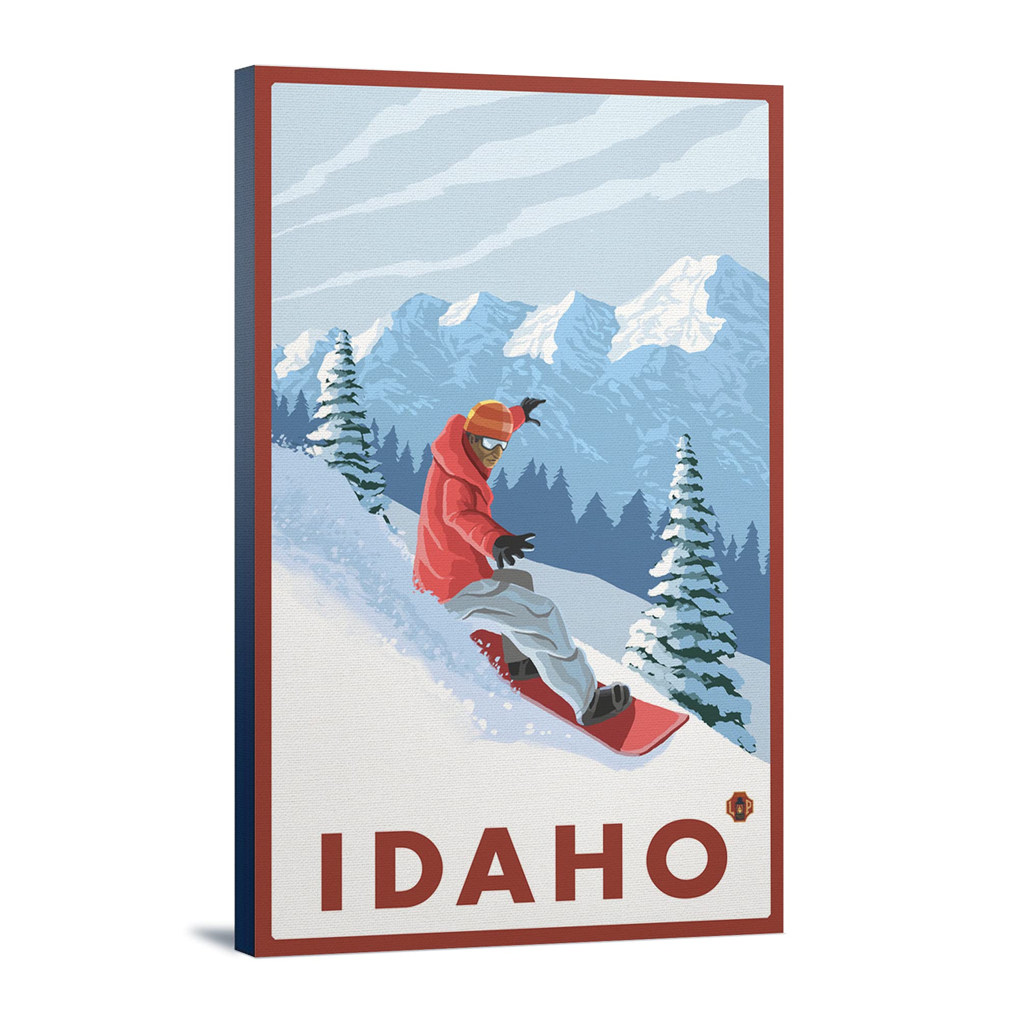 Lantern Press Snowboarder Scene Idaho - 16x24 Wrapped Canvas Wall Art for Home & Office Decor | Winter Sports Enthusiast Gift, Mountain Cabin Decor, Ski Lodge Artwork