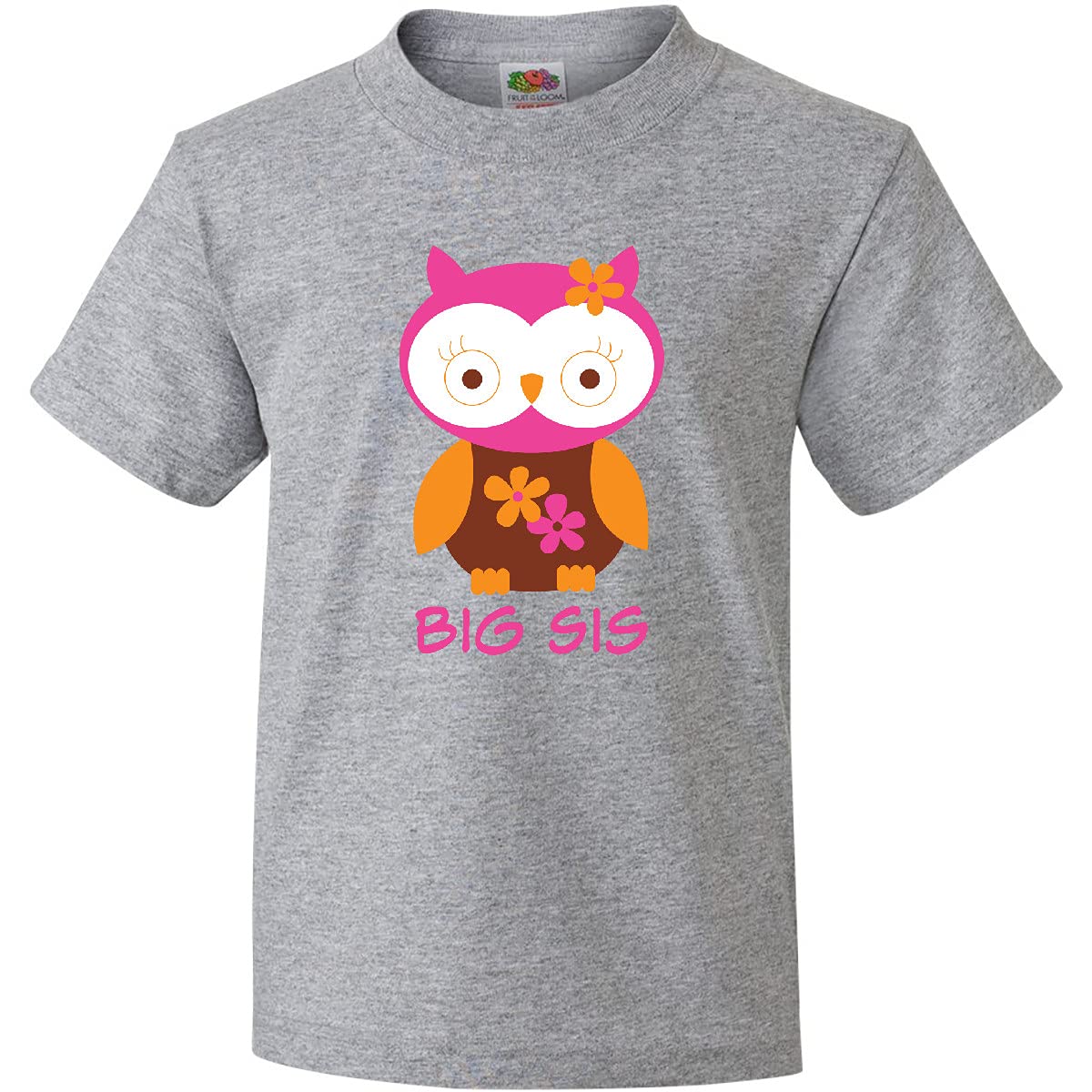 Inktastic Big Sis Owl Girls Sister Announcement Youth T-Shirt - Cute Owl Design for Big Sisters, Soft Cotton Tee for Kids & Toddlers - Perfect for Sibling Reveal, Birthday Gifts & Family Events