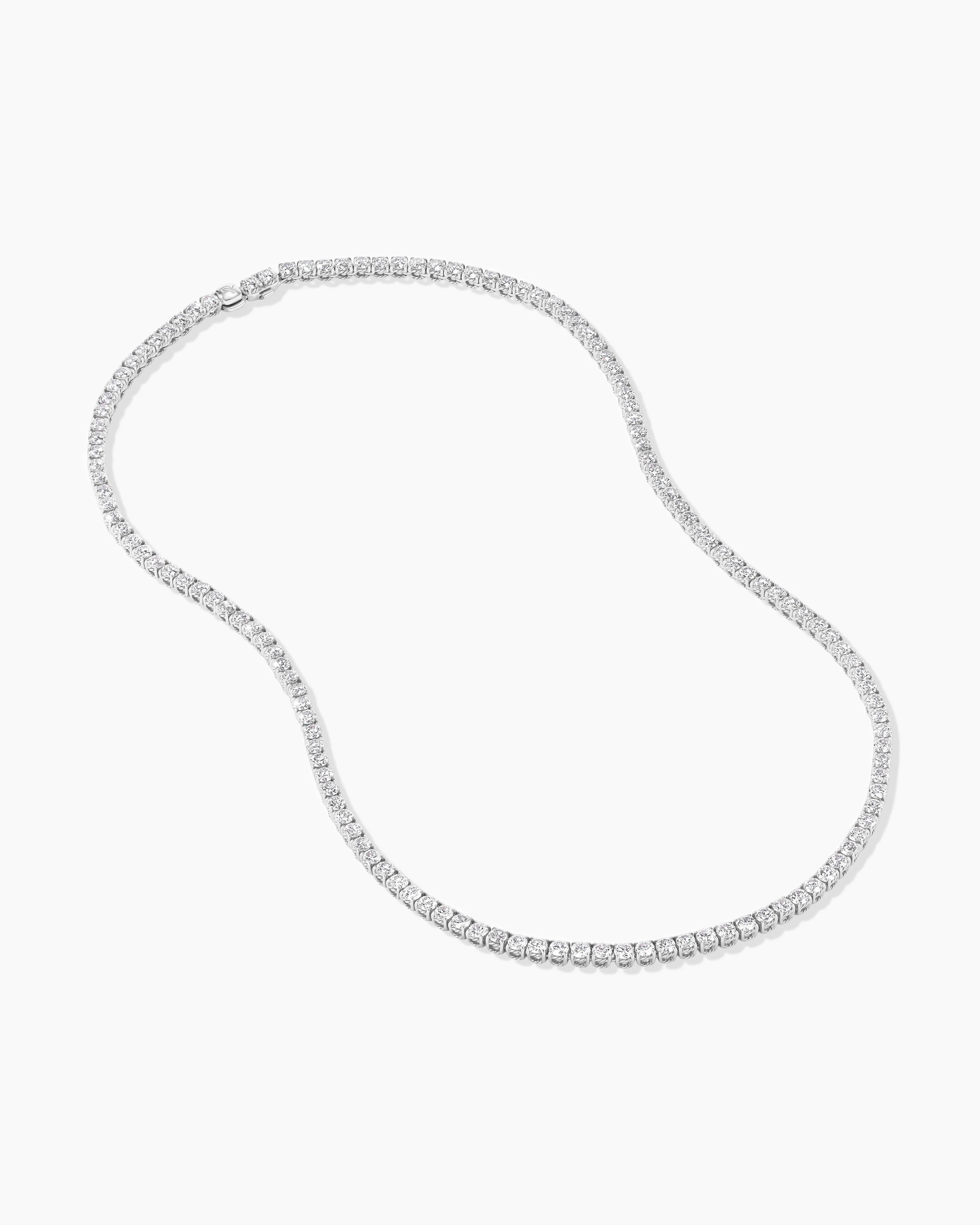 14K White Gold Plated Tennis Necklace Chain - 3mm Width, 18-24 Inch Adjustable Length - Perfect for Weddings, Parties & Everyday Elegance