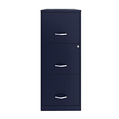 Scranton & Co 3-Drawer Locking Metal File Cabinet - Navy Blue Vertical Storage for Office, Home & Business Organization | Secure Document Filing Solution