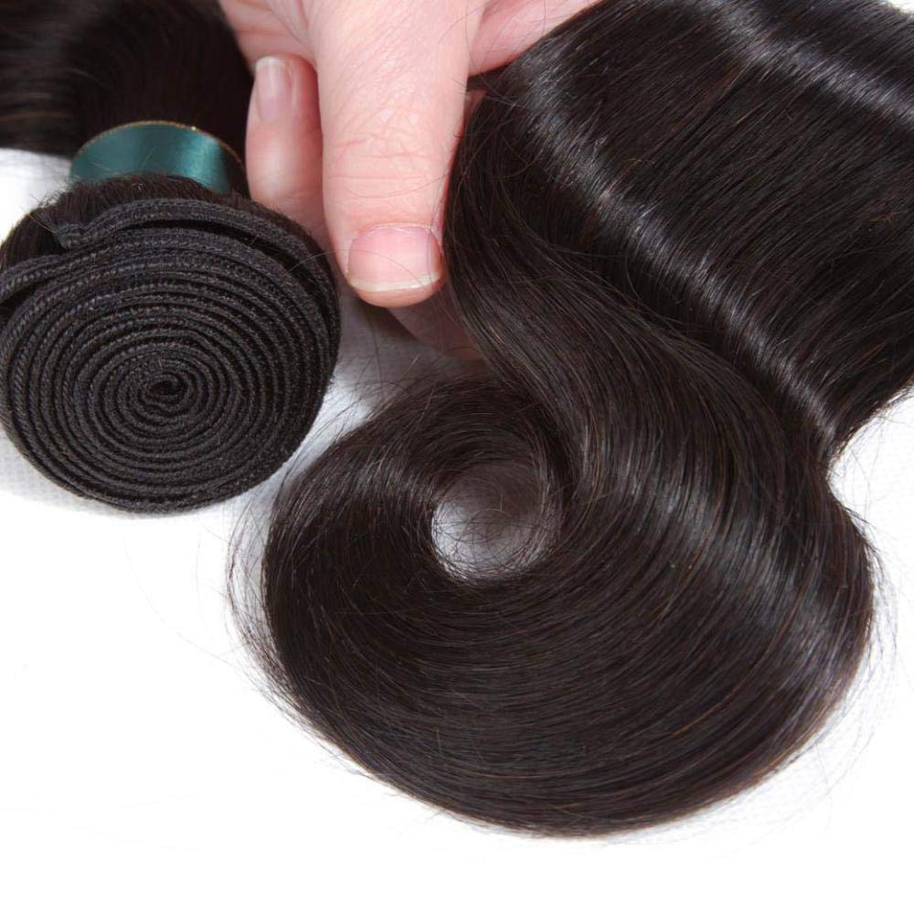 Ustar Natural Black Virgin Body Wave Hair Bundles with 360 Lace Frontal - Brazilian Human Hair Weave for Stunning Loose Waves, Perfect for Salon Styling & Everyday Glamour