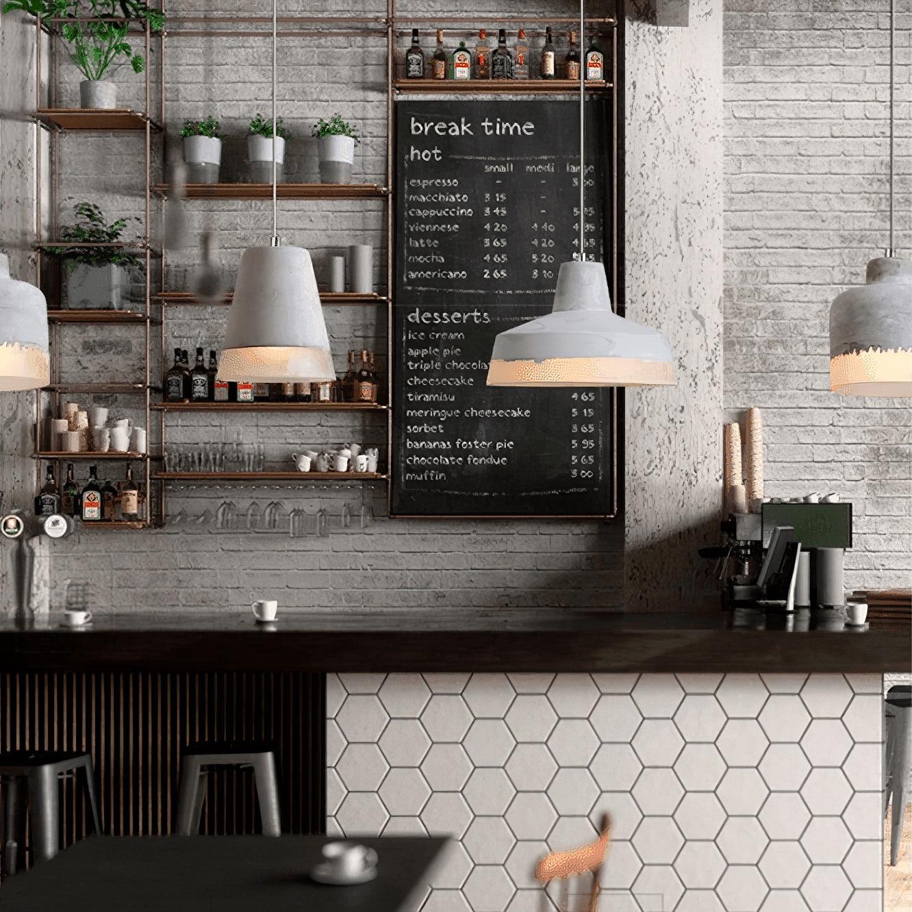 Delia Vintage Industrial Cement Pendant Light - Modern Farmhouse Ceiling Lighting Fixture for Kitchen, Dining Room, Bar & Cafe
