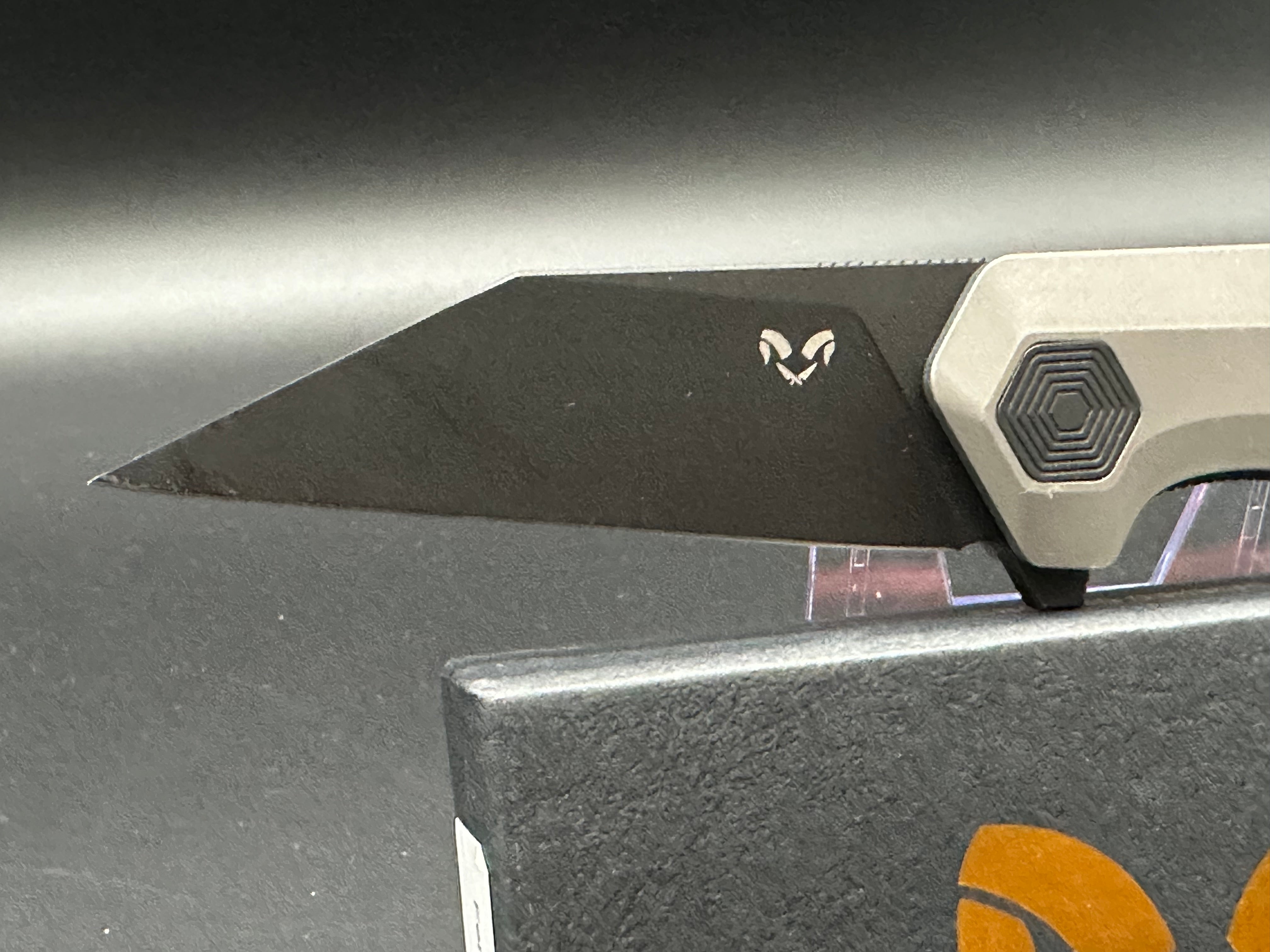 Damned Designs Fenrir Stonewash Titanium Reverse Tanto Knife - Black CPM S35VN Steel Blade - EDC, Outdoor Camping, Survival Gear, Tactical Tool