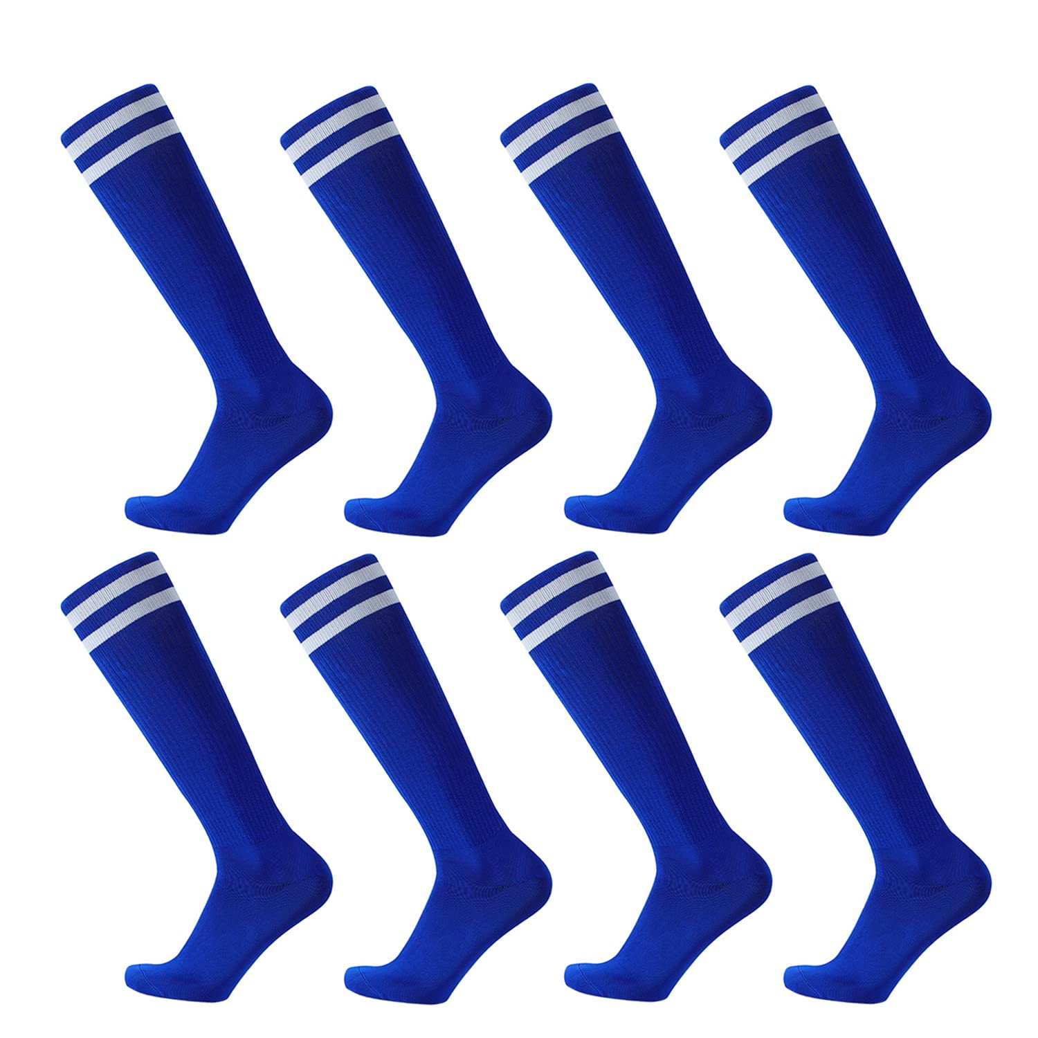 FOMANN 4 Pack Kids Soccer Socks for Boys & Girls - Breathable Sports Socks for Teens & Children - Perfect for Soccer Games, Training & School PE Activities