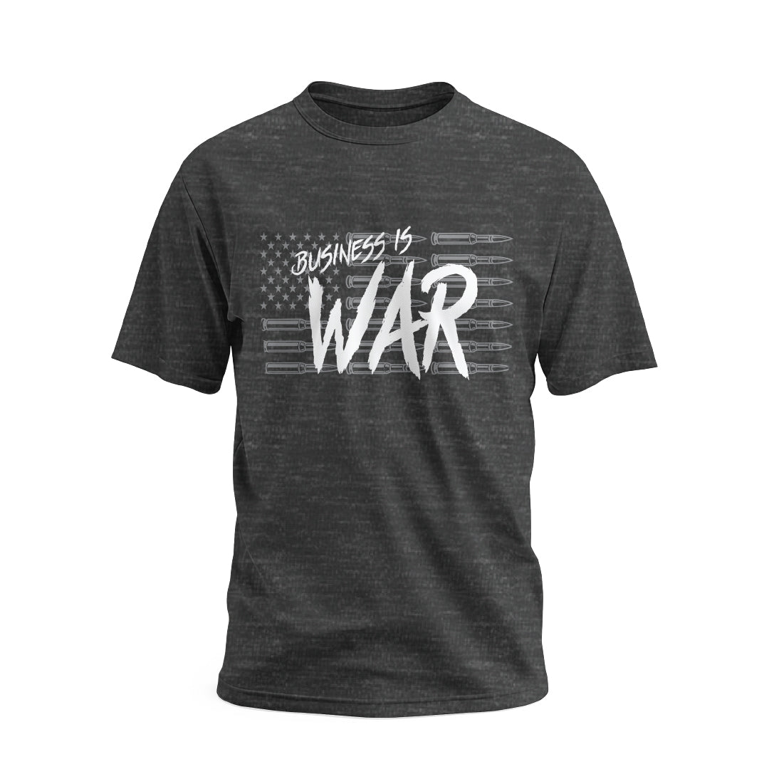 Future Looks Bright Charcoal Gray Business is War Flag Short Sleeve T-Shirt - Motivational Workwear for Entrepreneurs & Office Professionals